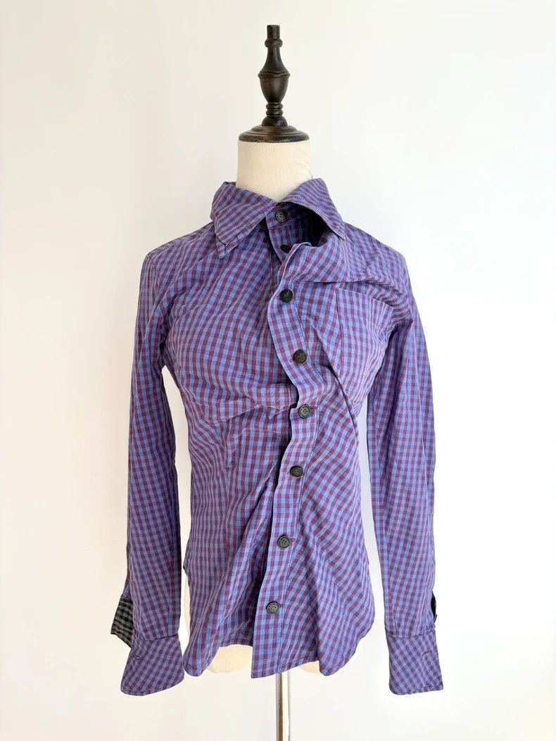Vivienne Westwood Vivienne Westwood Blue checkered irregularly cut drifter s Size XS / US 0-2 / IT 36-38 - 1 Thumbnail