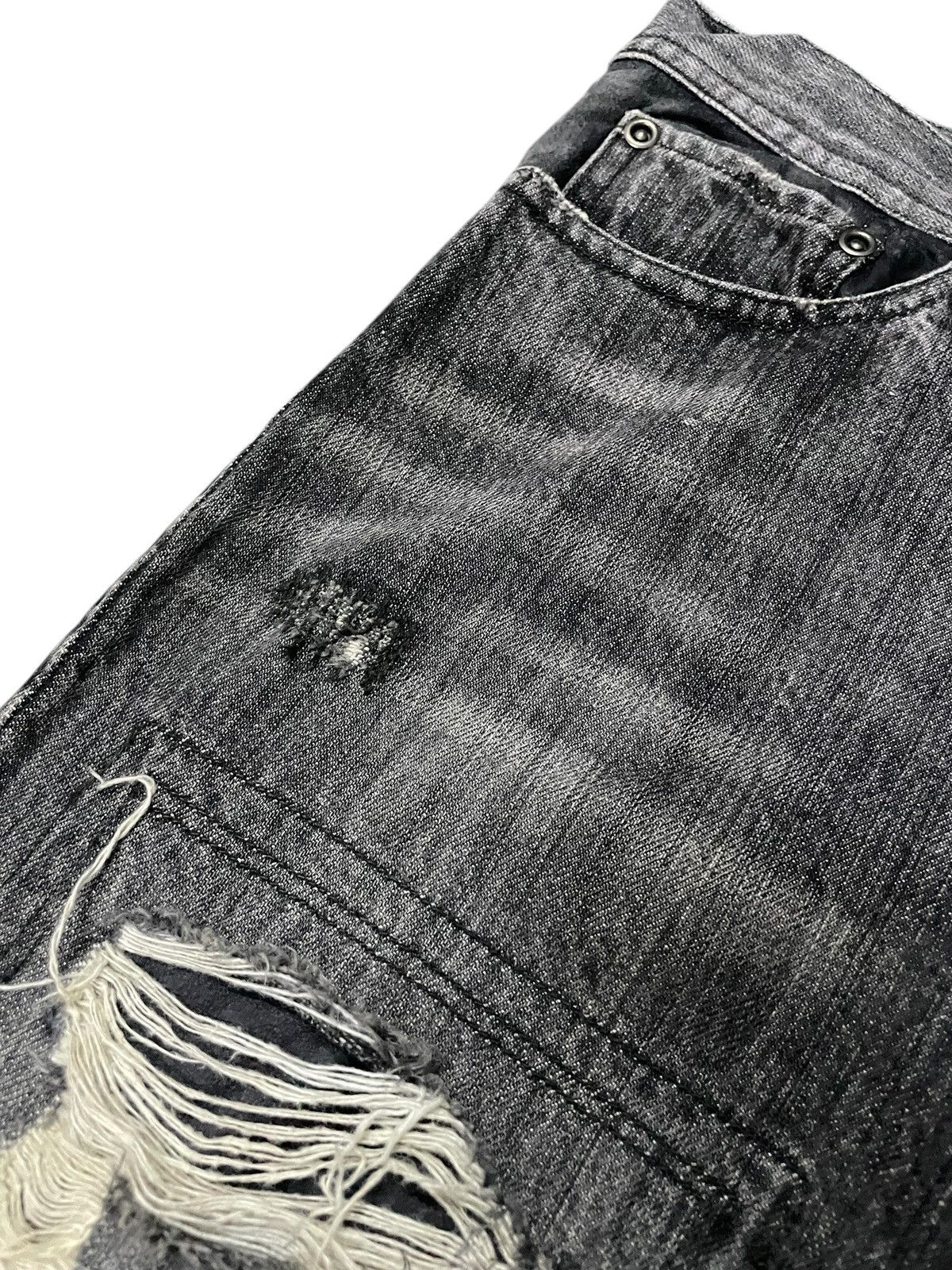 GOSTAR DE FUGA × Japanese Brand × Shellac Rupert Japan Distressed Layered Leather Pocket Flare Jeans Size US 32 / EU 48 - 12 Thumbnail