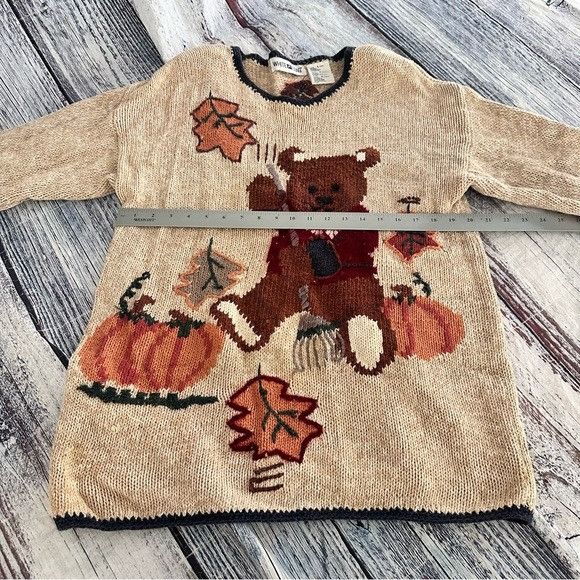 Vintage Vintage White Stag Cozy Bear Raking Leaves Oversized Sweater Size L / US 10 / IT 46 - 7 Thumbnail