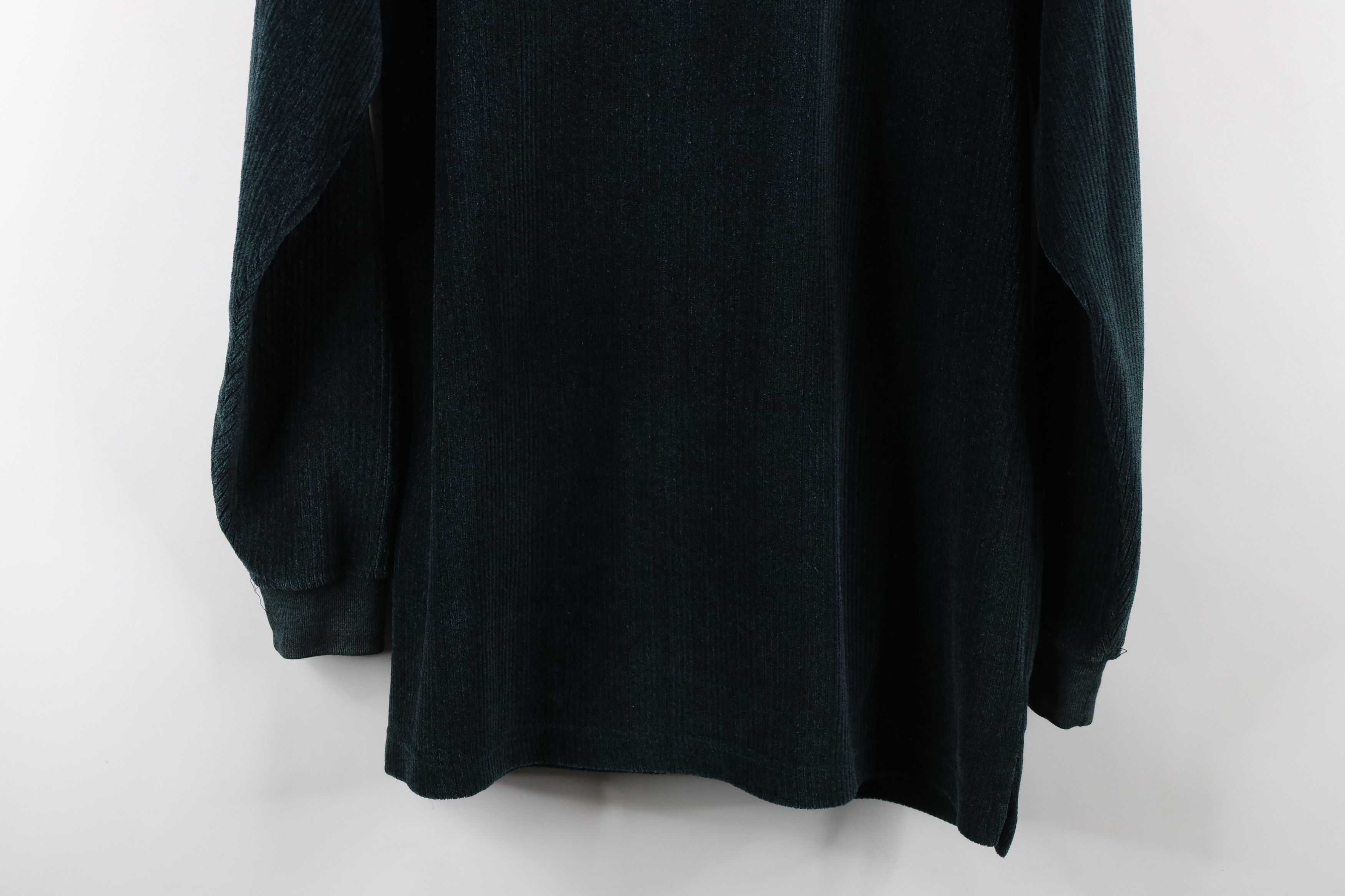Vintage Vintage 90s Streetwear Ribbed Fleece Long Sleeve Polo Green Size US S / EU 44-46 / 1 - 12 Thumbnail