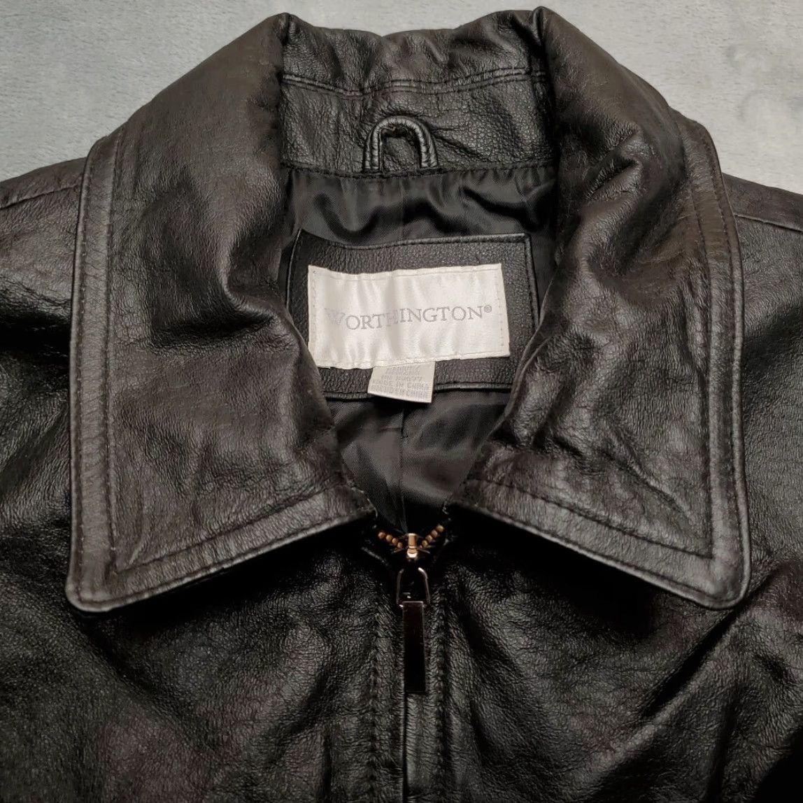 Worthington VINTAGE Worthington Jacket Womens Medium Black Genuine Leather Classic Moto Minimalist Size M / US 6-8 / IT 42-44 - 5 Thumbnail