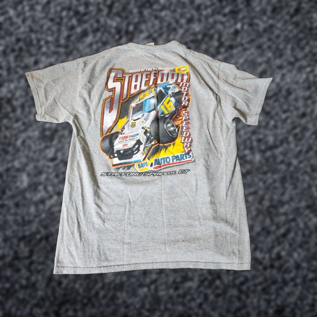 Gildan VINTAGE Mens L Stebford Motor Speedway Stamford, CT T Shirt Double Sided Size US L / EU 52-54 / 3 - 1 Thumbnail