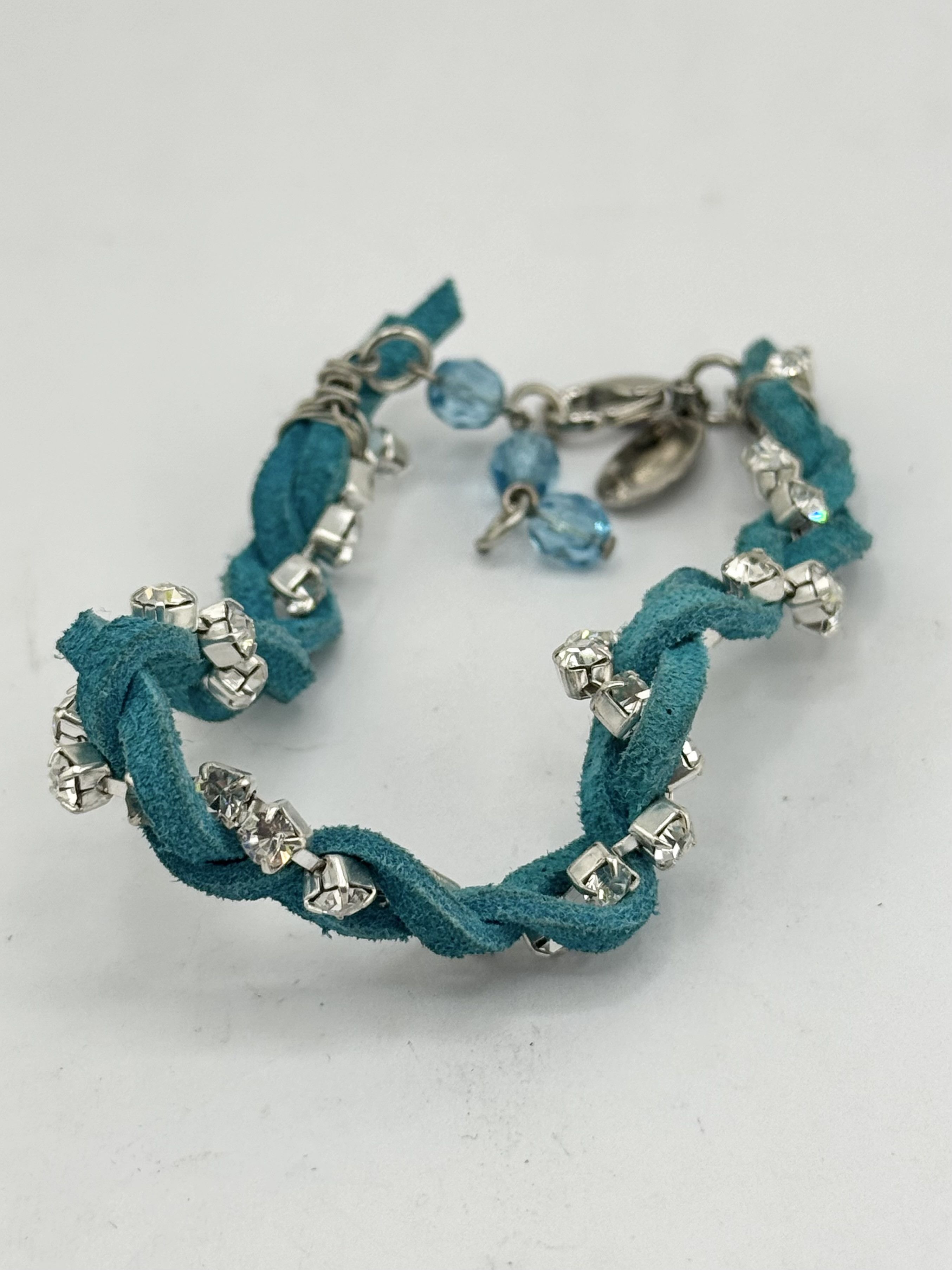 Vintage Vintage blue suede rhinestone braided bracelet Size ONE SIZE - 1 Thumbnail
