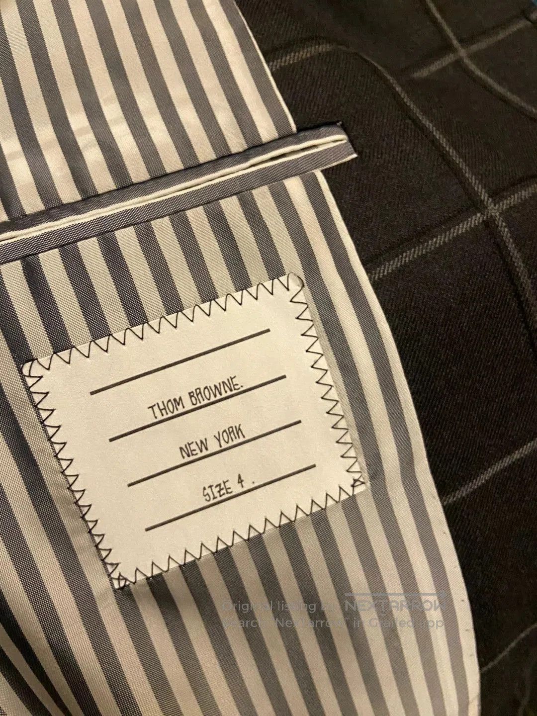 Thom Browne thom browne checked coat in deep gray. Size US S / EU 44-46 / 1 - 4 Thumbnail