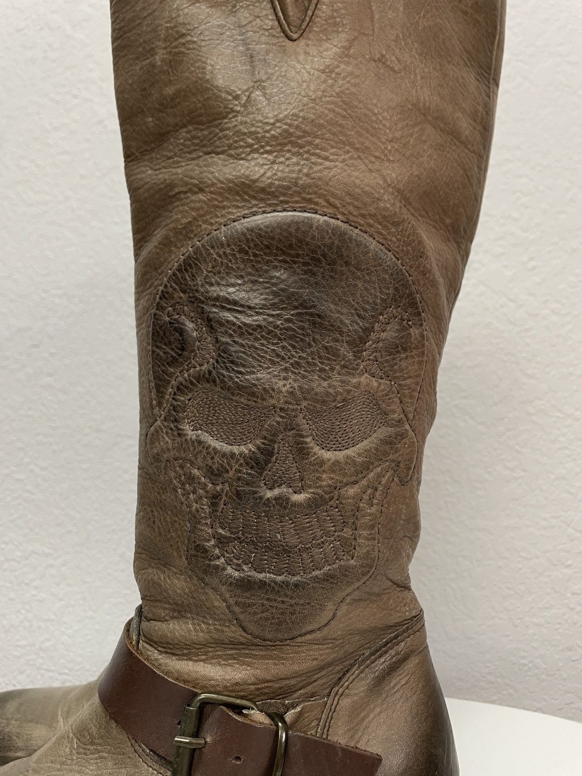 If Six Was Nine AS 98 Vibe Artisan Skull Leather Side Zip Ankle Biker Boots Size US 8 / EU 41 - 8 Thumbnail