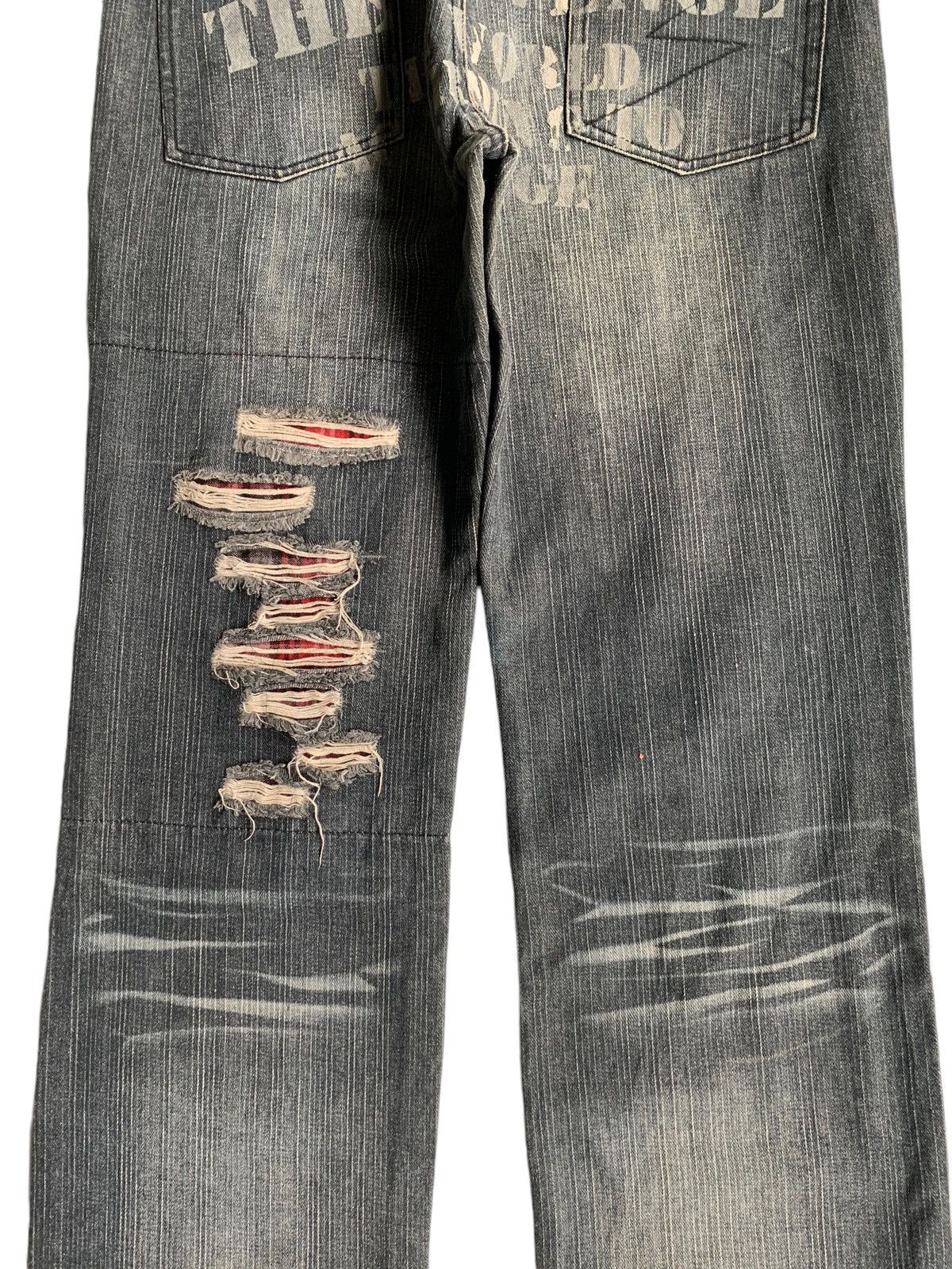 If Six Was Nine Sex Pot Revenge Skull Punk Bondage Style Distressed Denim☠️🎌 Size US 33 - 7 Thumbnail