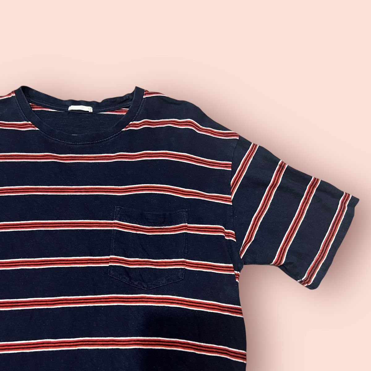 Japanese Brand × Jun Takahashi × Uniqlo VINTAGE GU STRIPED BOXY POCKET TEE Size US L / EU 52-54 / 3 - 6 Thumbnail