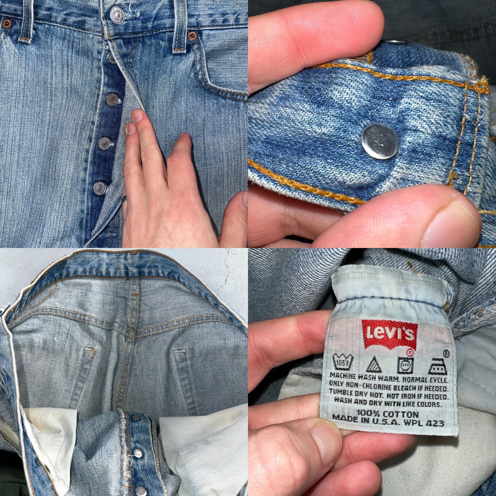 Levi's VINTAGE Levi's 501 Jeans Men Straight 90s USA Blue Light Wash 38x32 Regular 38x32 Denim Cotton Mid Rise 501 Series Size US 38 / EU 54 - 8 Thumbnail