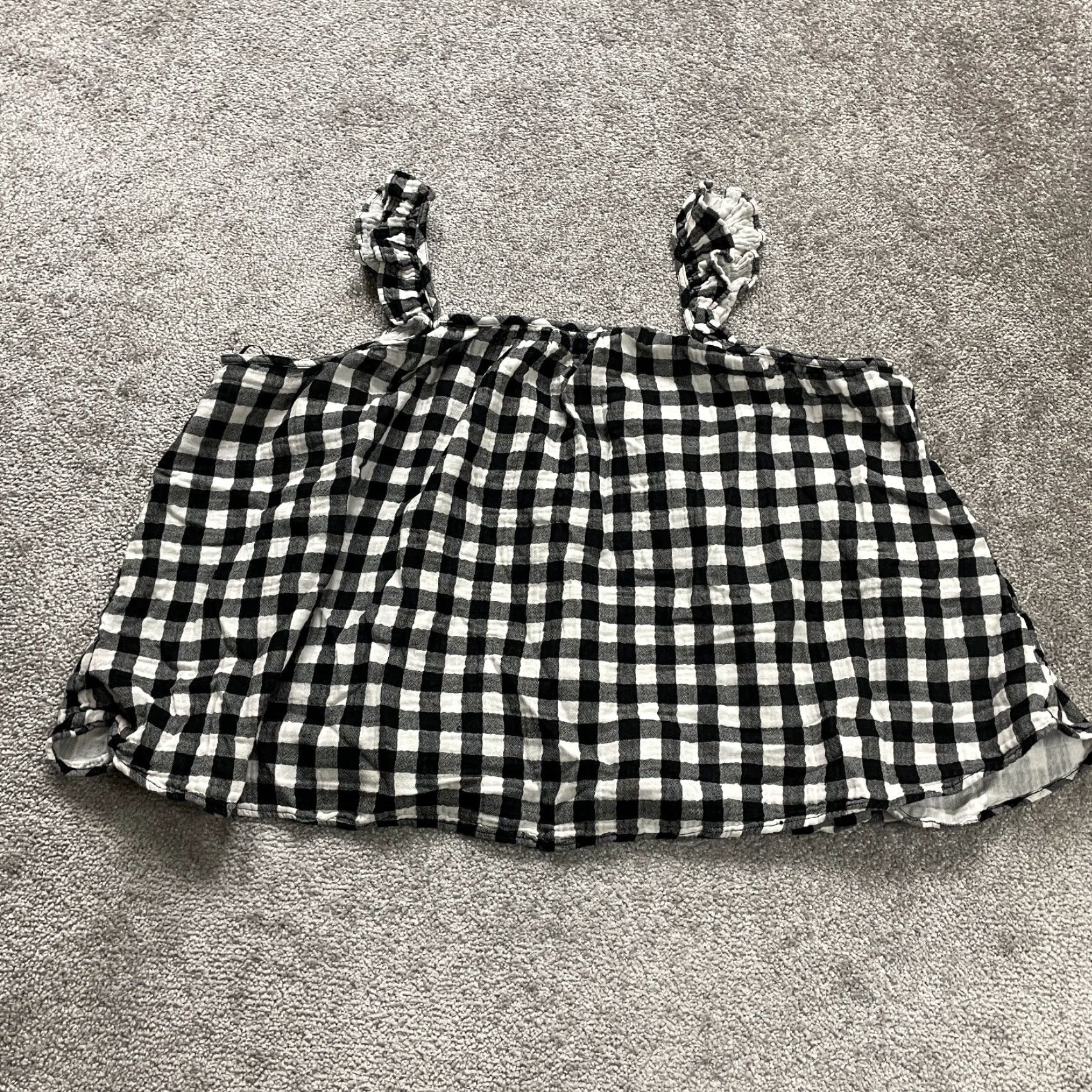 Vintage Terra & Sky Top Women 2XL Black & White Check Cotton Sleeveless Cropped Relaxed Size XXL / US 16-18 / IT 52-54 - 2 Thumbnail