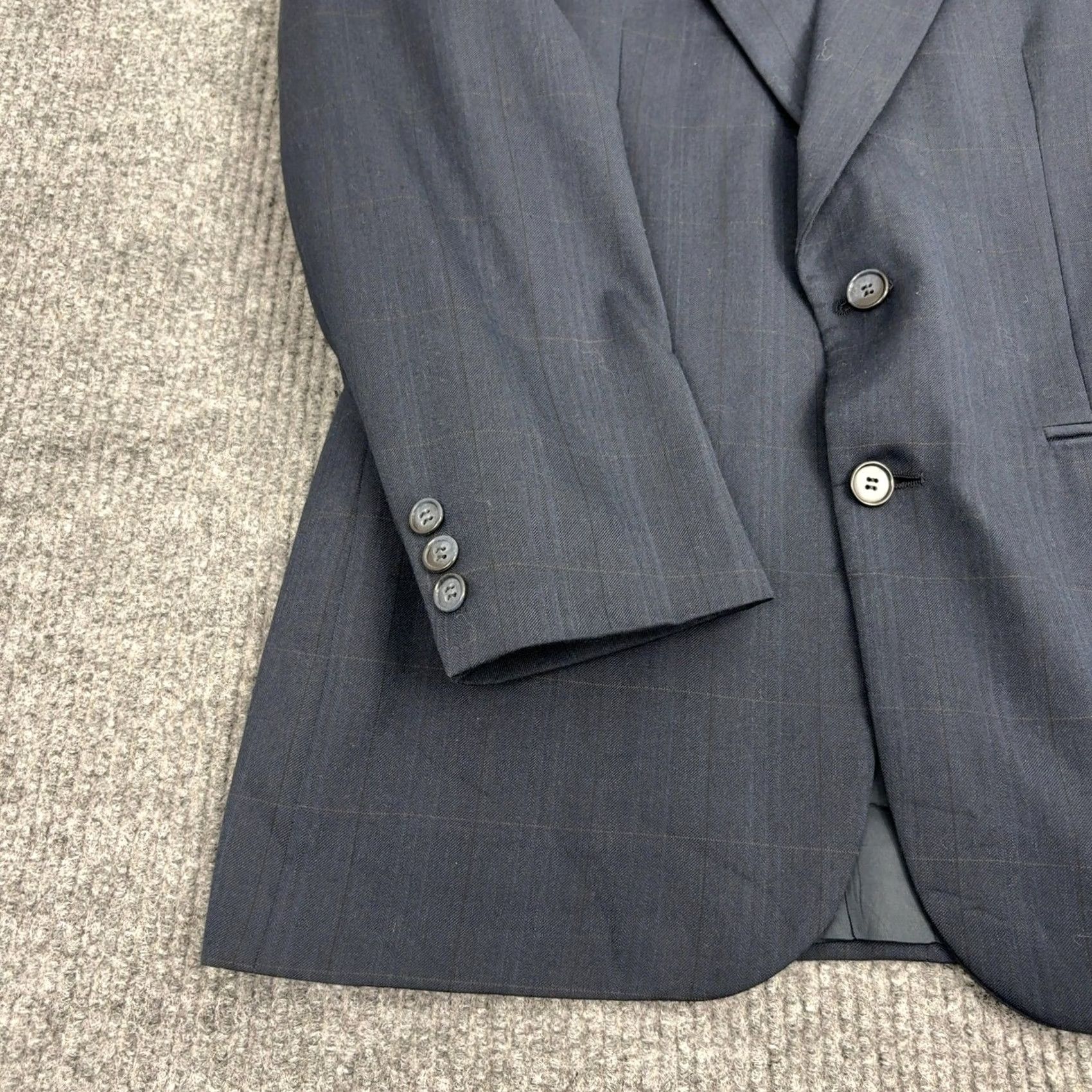 Vintage VINTAGE Botany 500 Blazer Mens Blue Windowpane Athletic Fit Two Button Blazer Wool 42 Regular Medium? Size 42R - 2 Thumbnail