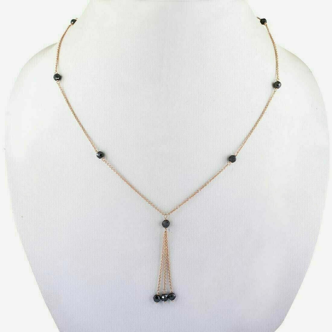 Handmade 18kt Gold Vermeil Black Diamond Bead Chain Tassel Necklace Size ONE SIZE - 3 Thumbnail