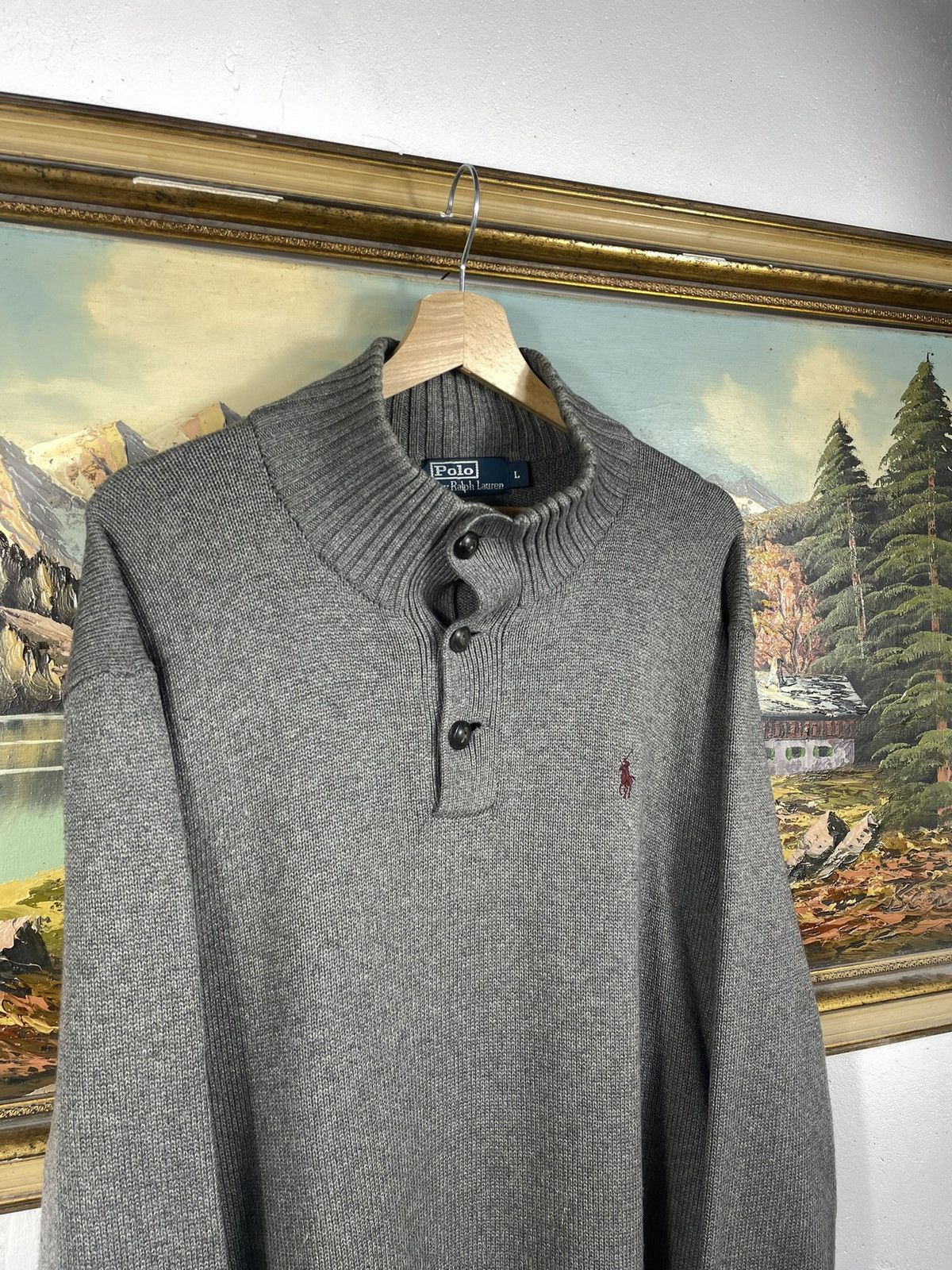 Designer × Polo Ralph Lauren × Ralph Lauren Ralph Lauren Grey Pull Knitwear Retro 90s Half Old Money Size US L / EU 52-54 / 3 - 5 Thumbnail