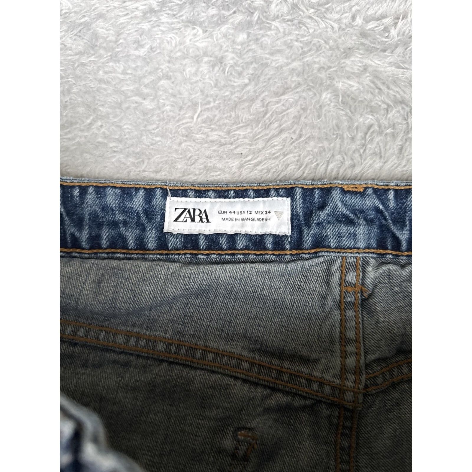 Zara Zara Jeans Womens 12 Blue High Rise Wide Leg Relaxed Cropped Denim 32x25 90s Theme Size 34" / US 12 / IT 48 - 6 Thumbnail
