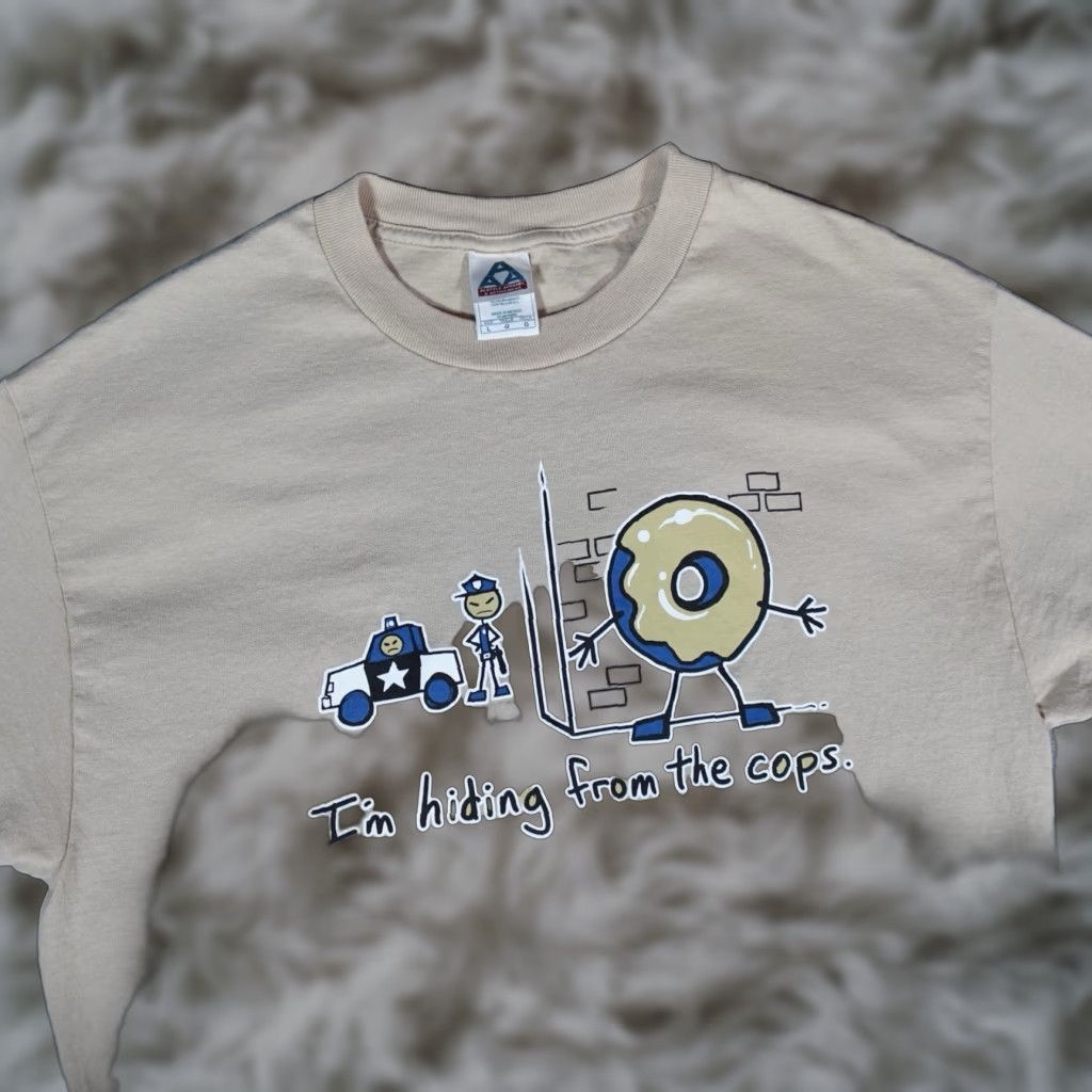 Vintage VINTAGE Funny Graphic Print T Shirt Mens Large Brown Slim Fit Y2K Mens Size US L / EU 52-54 / 3 - 1 Thumbnail