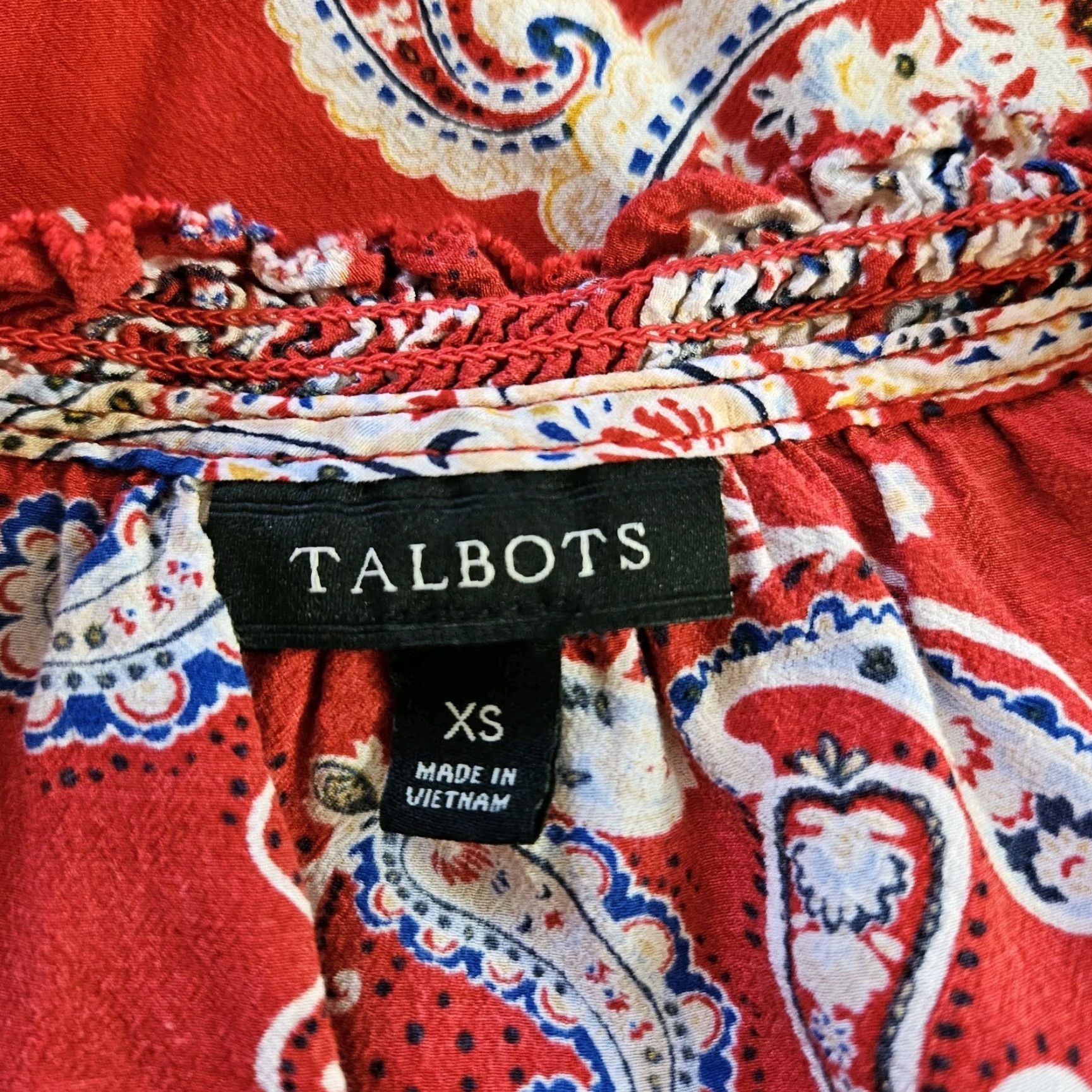 Talbots Talbots Womens Top XS Red Blue Paisley Sleeveless Viscose Blouse Shirt Womens XS Red Paisley Talbots Size XS / US 0-2 / IT 36-38 - 5 Thumbnail