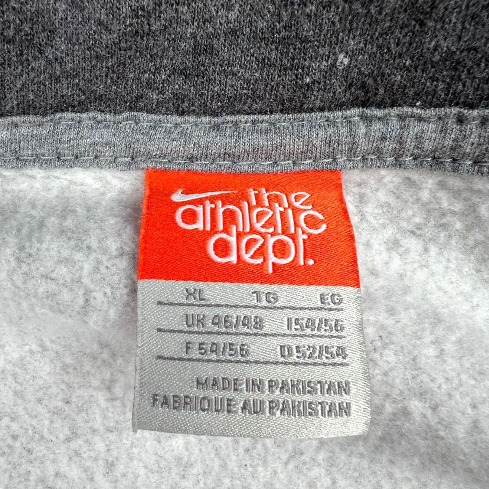 Nike VTG Nike Men's XL Zip Sweatshirt Mock Neck Gray Fleece Cotton Blend Full Zip Pockets Ribbed Cuffs Hem Embroidered Logo Nike the athletic dept. Size US XL / EU 56 / 4 - 5 Thumbnail