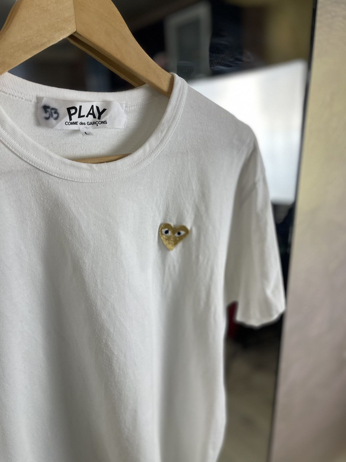 Comme des Garcons CDG PLAY Gold Heart Tee: Premium Japanese Craft Aesthetic Size US L / EU 52-54 / 3 - 2 Thumbnail