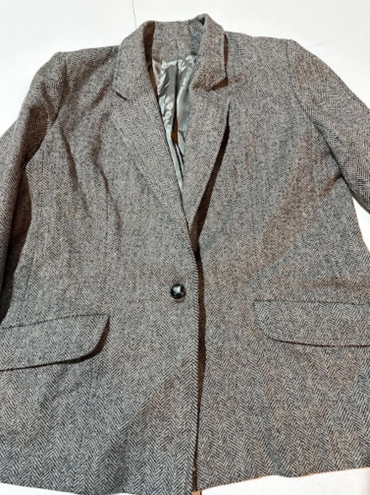 Other Vintage USA Made Herringbone Tweed Blazer Wool Jacket Size 38R - 7 Thumbnail