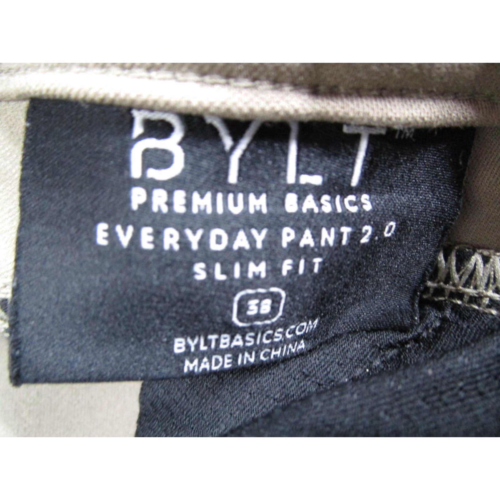 Vintage BYLT Everyday Pant 2.0 Mens Slim Fit Chino Pants Beige Khaki 38 with Stretch Pockets Casual Golf Size US 38 / EU 54 - 3 Thumbnail