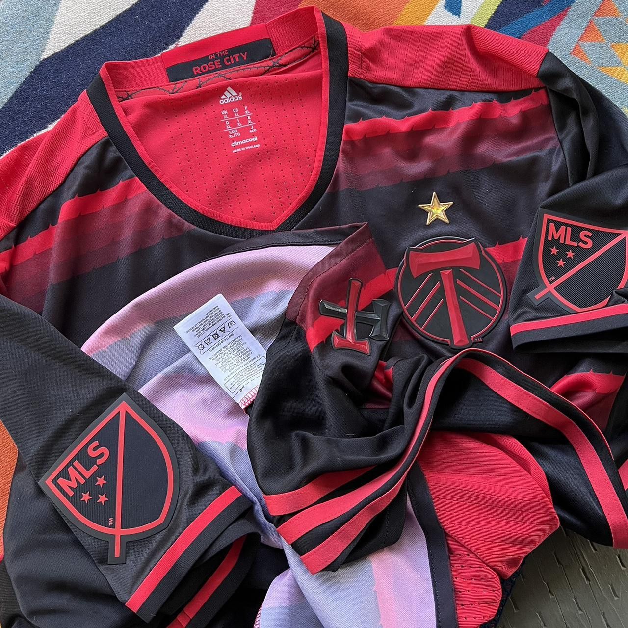 Adidas Adidas Authentic Portland Timbers MLS Jersey Black Red Away Size US XL / EU 56 / 4 - 5 Thumbnail