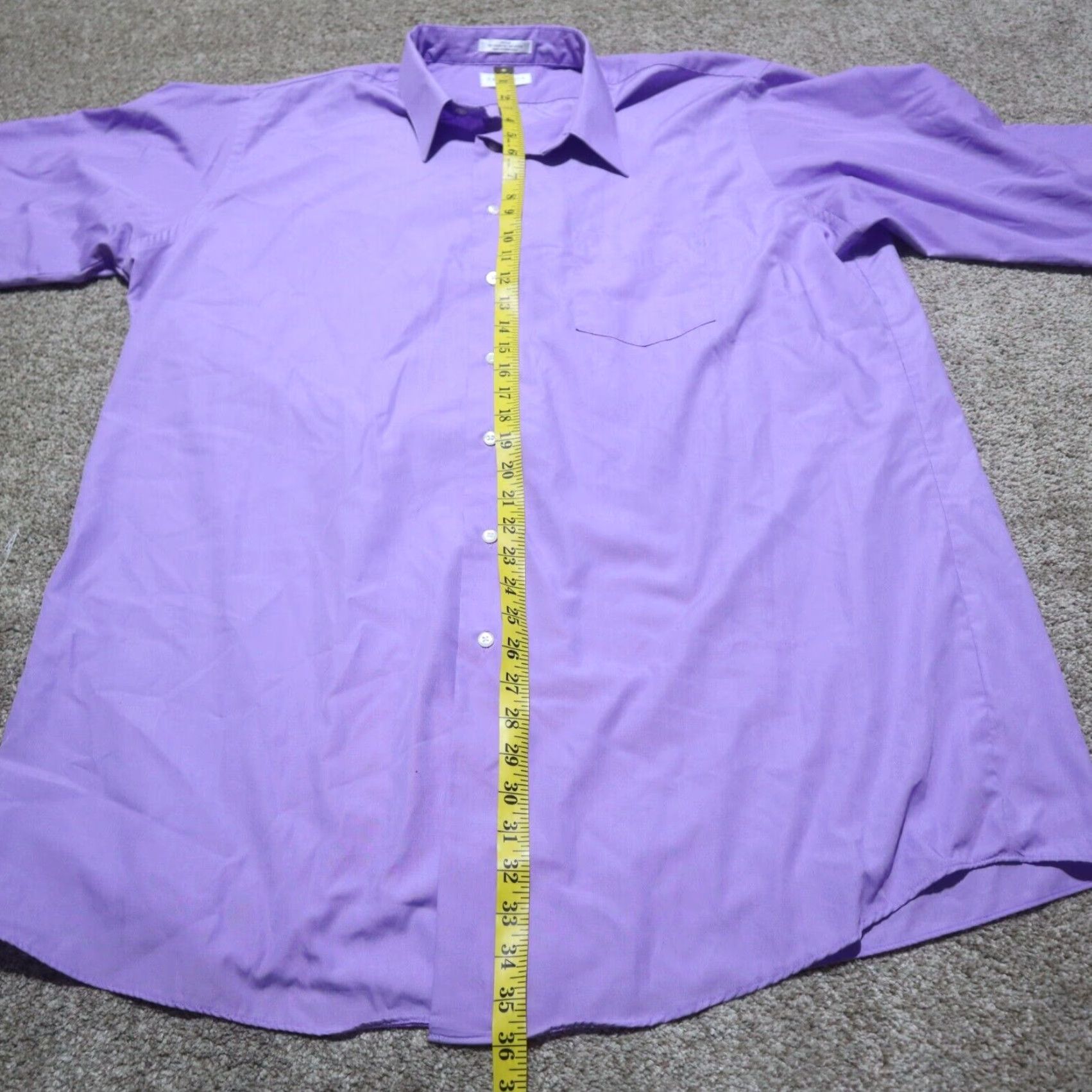 Van Heusen VINTAGE Van Heusen Shirt Mens 18.5 Purple Velvet Regular Fit Solid Point Collar 35 / 36 Size 48R - 6 Thumbnail