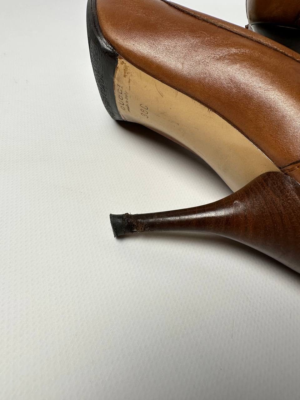 Gucci Gucci Brown Leather Vintage Heels Bamboo Detail Pumps Size US 8 / IT 38 - 7 Thumbnail