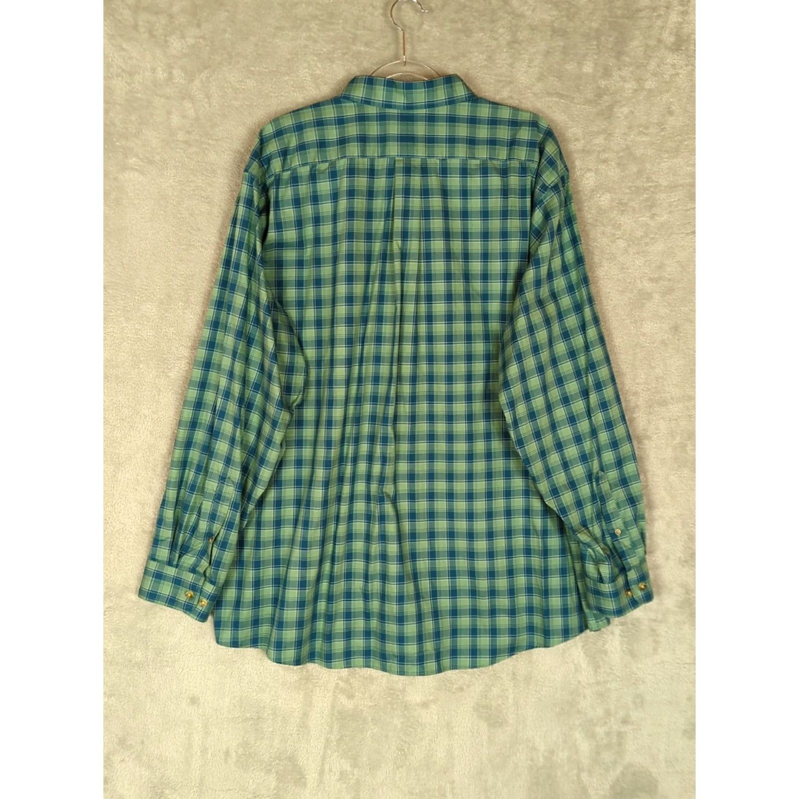 Vintage L.L. Bean Traditional Fit Shirt XXL Green Plaid Long Sleeve Button-Up Mens Big & Tall Size US XXL / EU 58 / 5 - 2 Thumbnail
