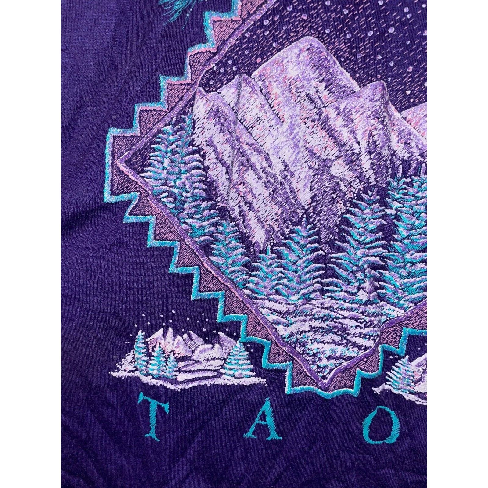 Jerzees Vintage Taos Shirt Mountains Purple Graphic Tee VTG 90s M Size US M / EU 48-50 / 2 - 2 Thumbnail