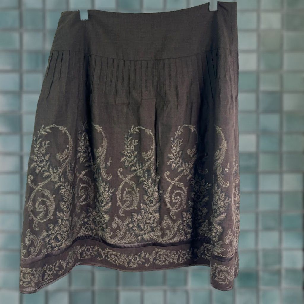 Ann Taylor VINTAGE Ann Taylor Women's A-Line Skirt Knee Length Casual Workwear Fall Spring Wool Brown 10 Size 32" / US 10 / IT 46 - 1 Thumbnail