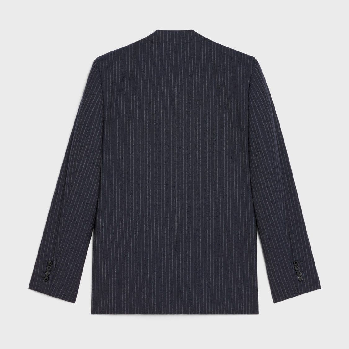 Celine × Hedi Slimane 22SS Double Breasted Navy Chalk Stripe Suit Wool Rectangle Size 44R - 7 Thumbnail