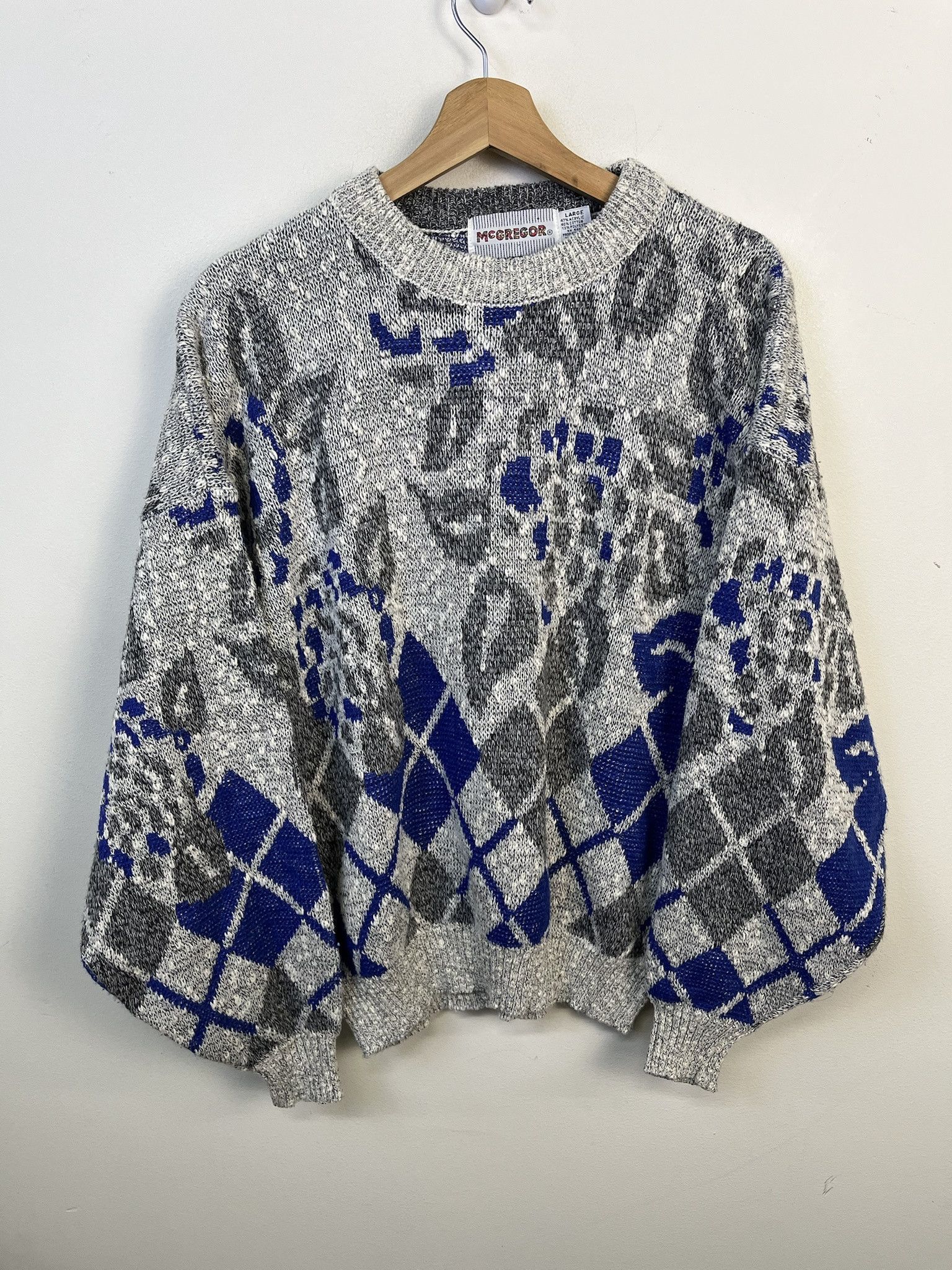 Other Vintage Knit Sweater 1990s Argyle Leopard Pattern Knit Sweater Size L Size US L / EU 52-54 / 3 - 1 Thumbnail