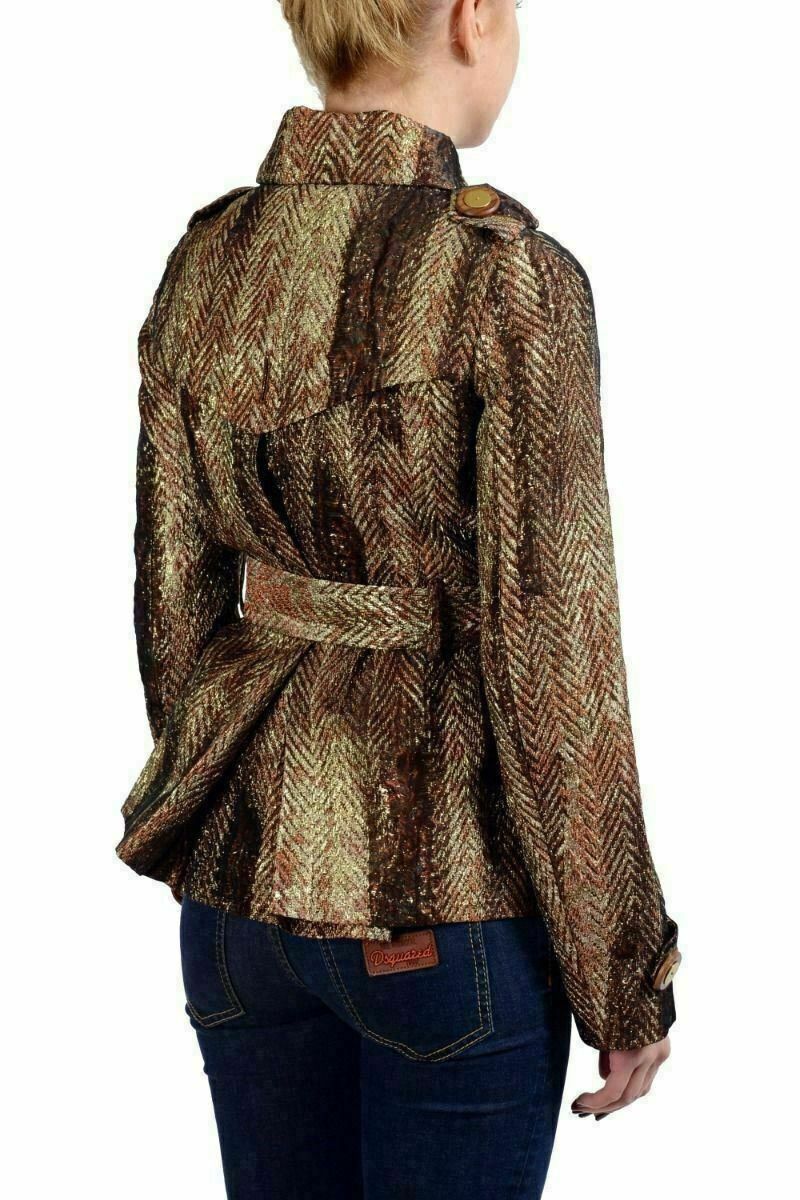 Designer × Dsquared2 Dsquared2 Women's Silk Goldish Belted Light Button Up Jacket Size S / US 4 / IT 40 - 9 Thumbnail