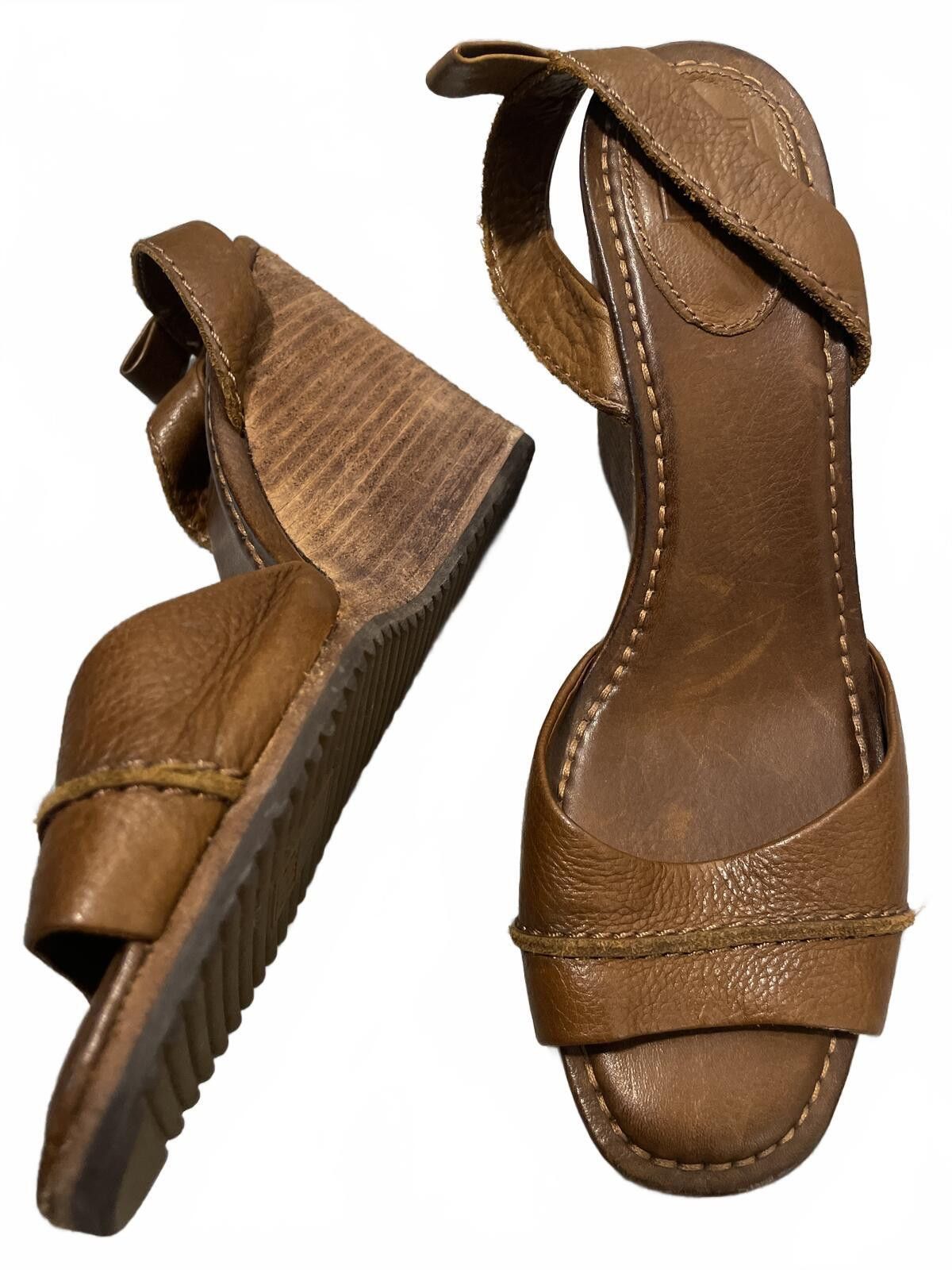 Frye Frye Brown Leather Wedge Sandals Womens 9.5 Sling Back Boho Size US 9.5 / IT 39.5 - 1 Thumbnail