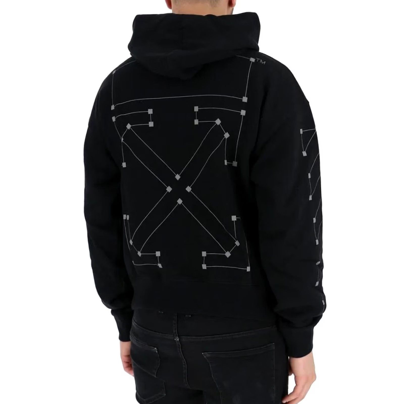 Off-White Off-White Hoodie Black XXS Diag Backbone Cotton Pullover Logo Front Kangaroo Pocket Regular Fit Mens Shirts Size US XXS / EU 40 - 2 Thumbnail