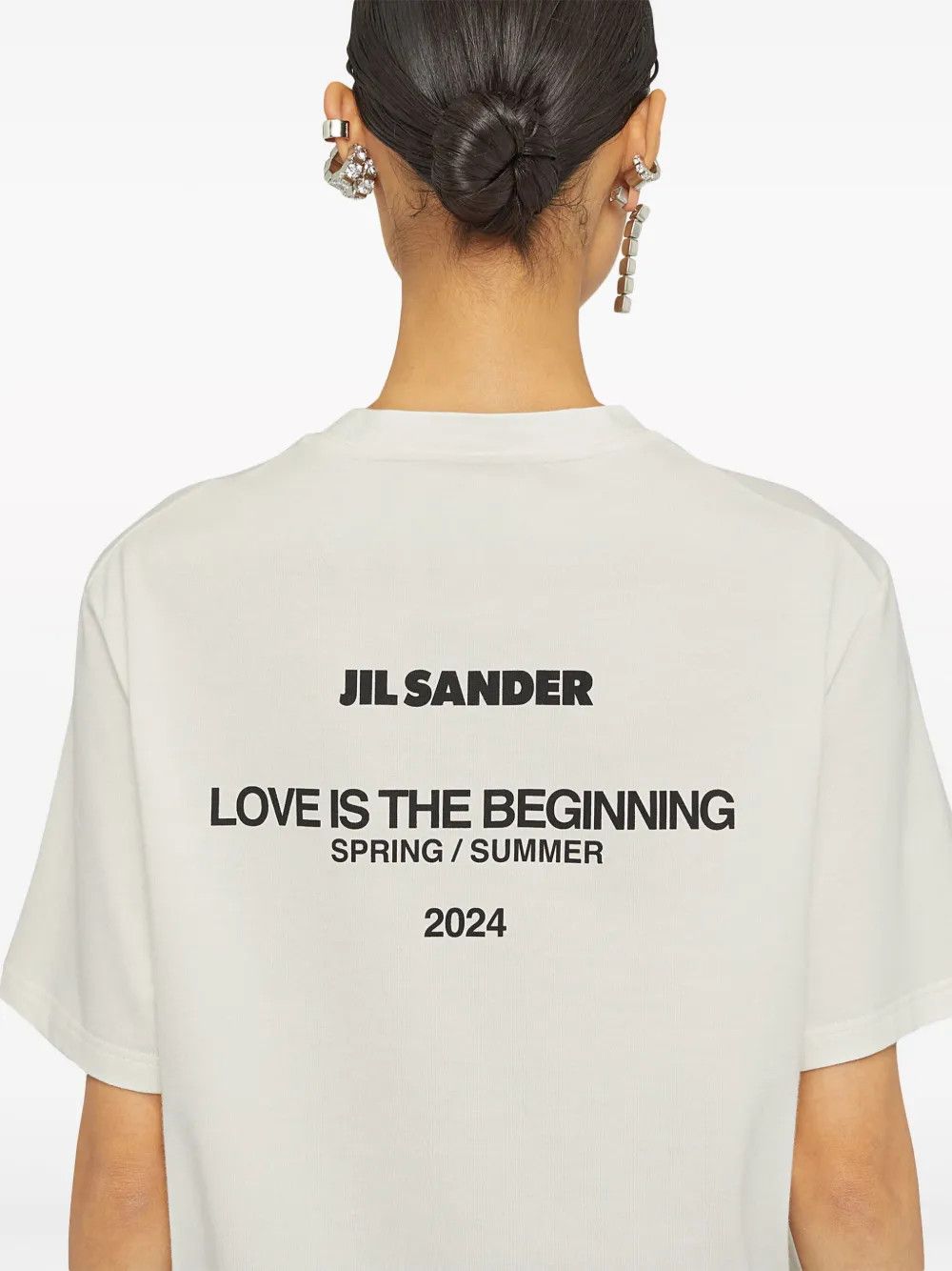 Jil Sander o1mt1gz0625 Logo-Print Cotton T-Shirt in Light Beige Size S / US 4 / IT 40 - 3 Thumbnail