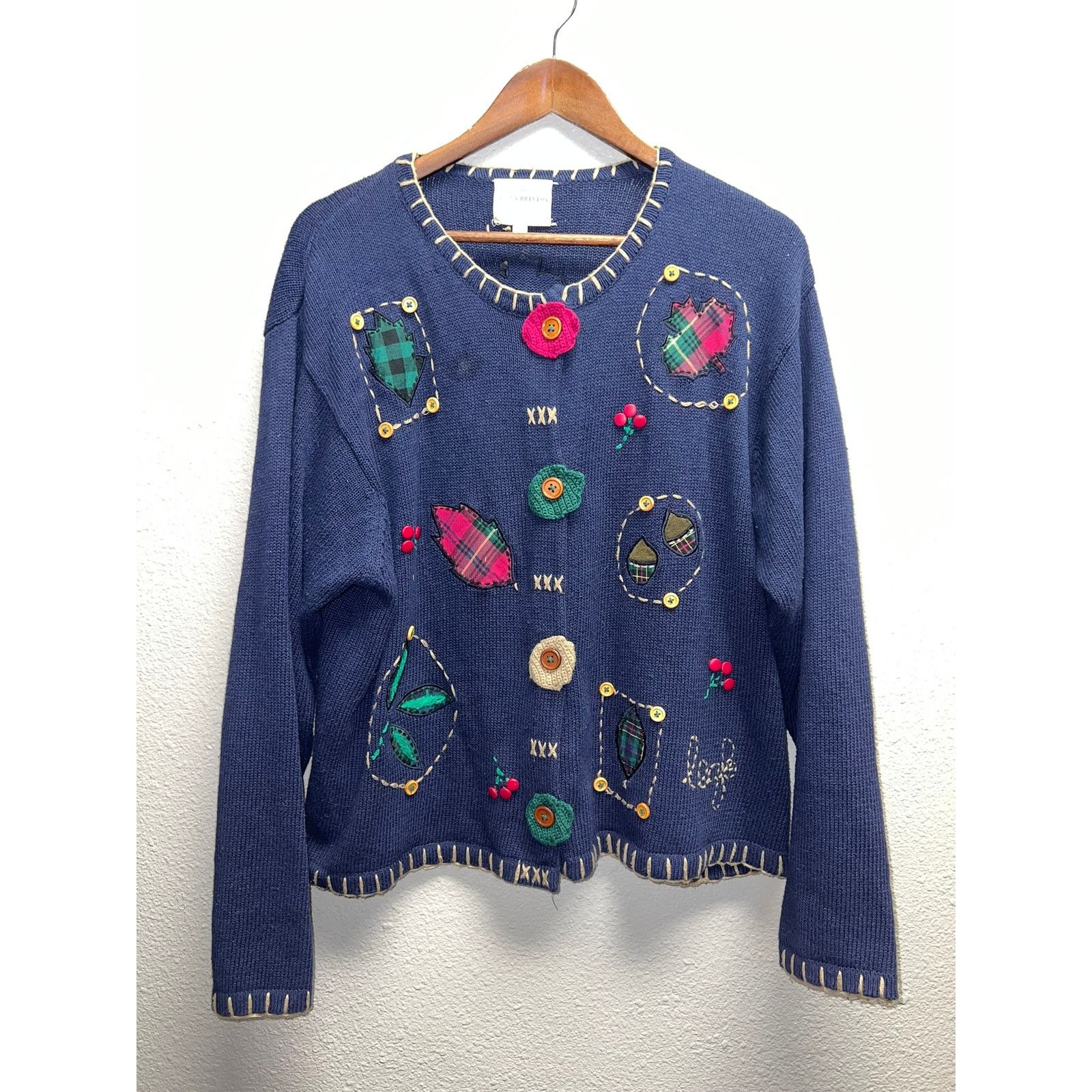 Vintage Vintage Susan Bristol Sweater Cardigan Leafs Falling 90s L Size L / US 10 / IT 46 - 1 Thumbnail