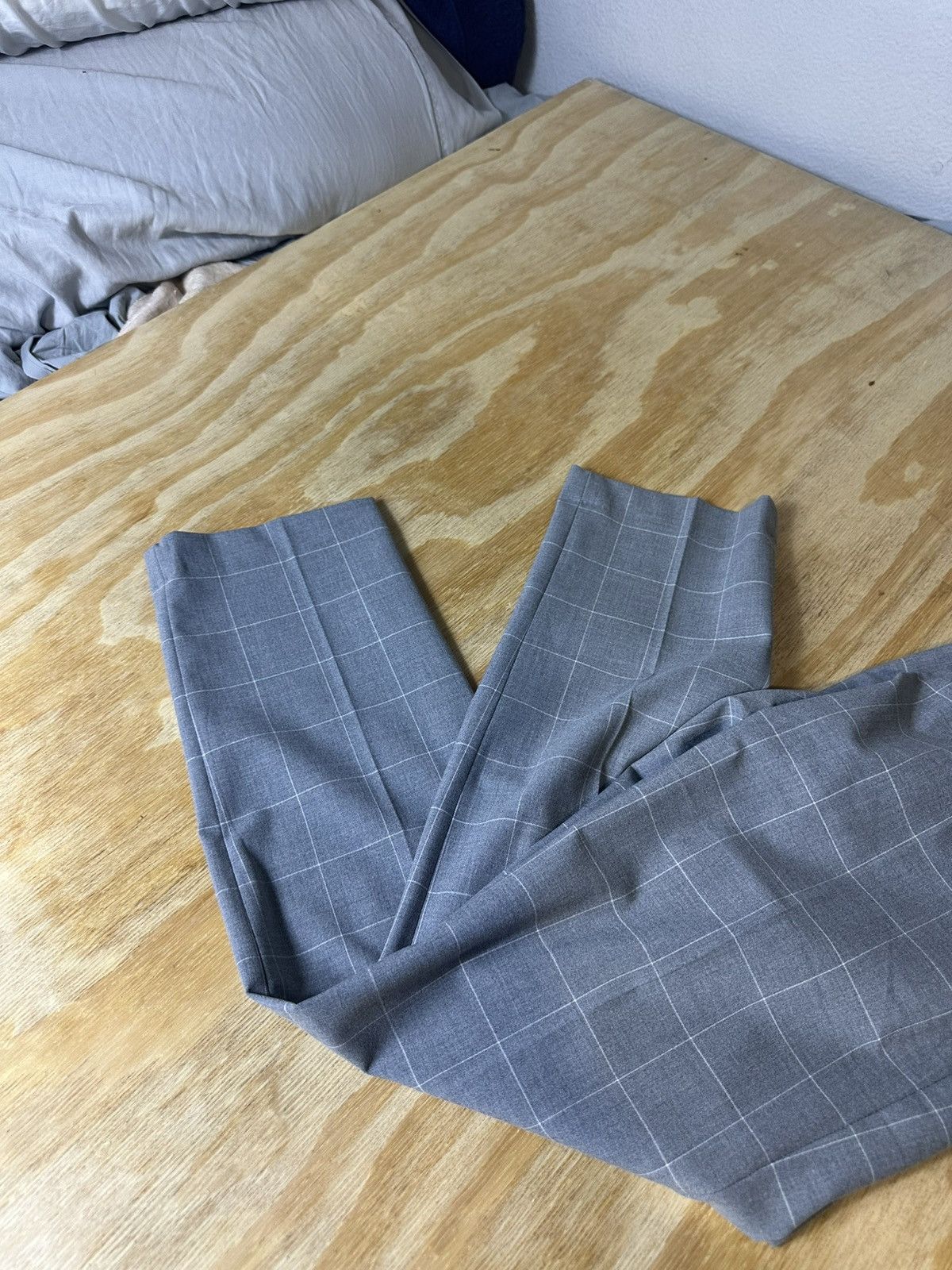 H&M Mens Striped Plaided Light Grey Dress Pants Size 31 H&M Size US 31 - 3 Thumbnail