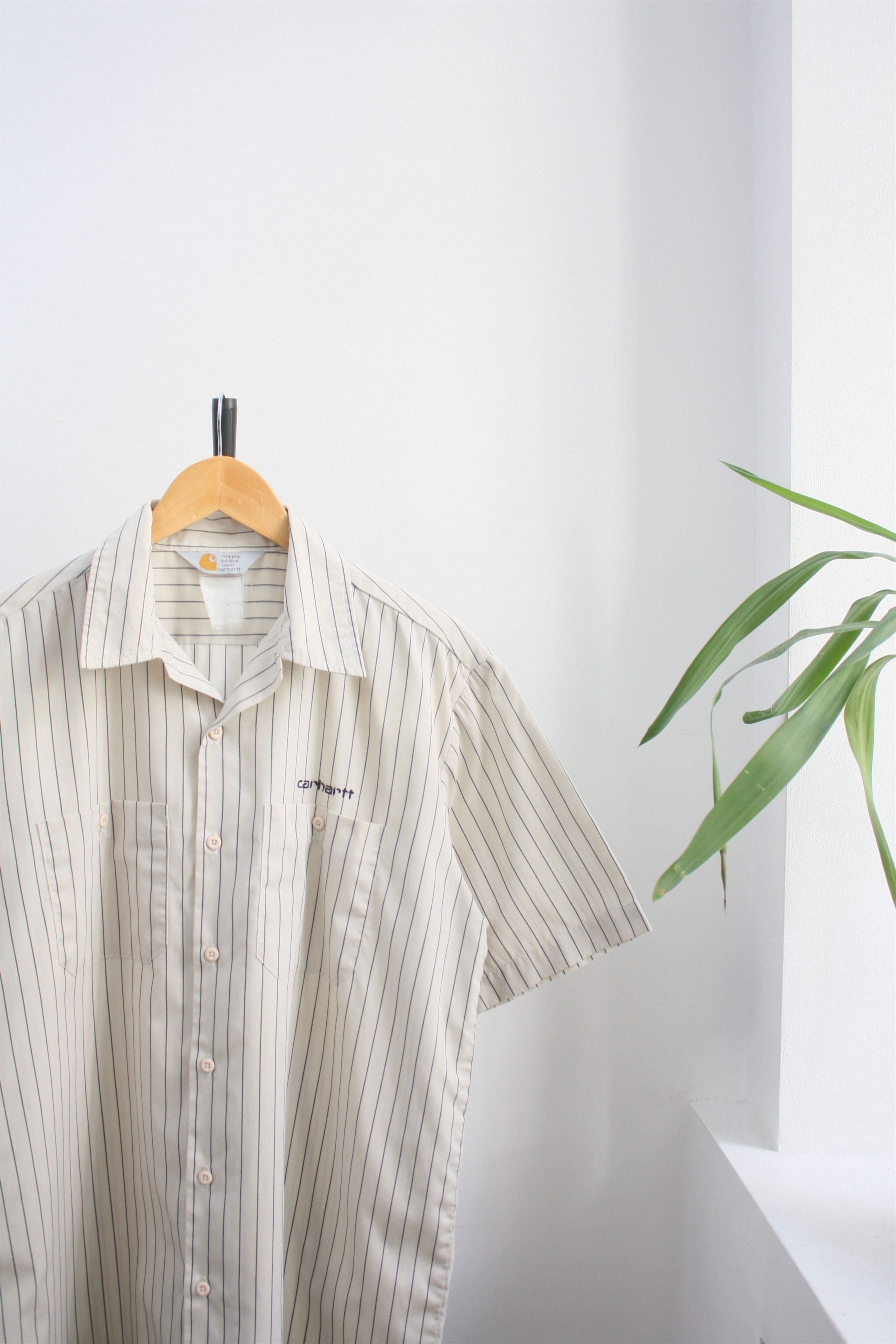 Carhartt × Vintage Carhartt Vintage Beige Striped Short Sleeve Shirt Size US L / EU 52-54 / 3 - 1 Thumbnail