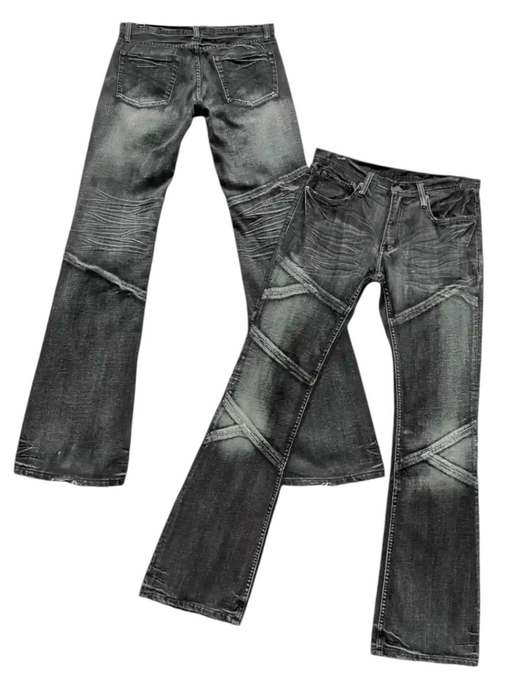 Pro Edge BLACK PUNK FLARE🔥Vintage EDGE X RUPERT Black Spliced Denim Size US 31 - 1 Thumbnail