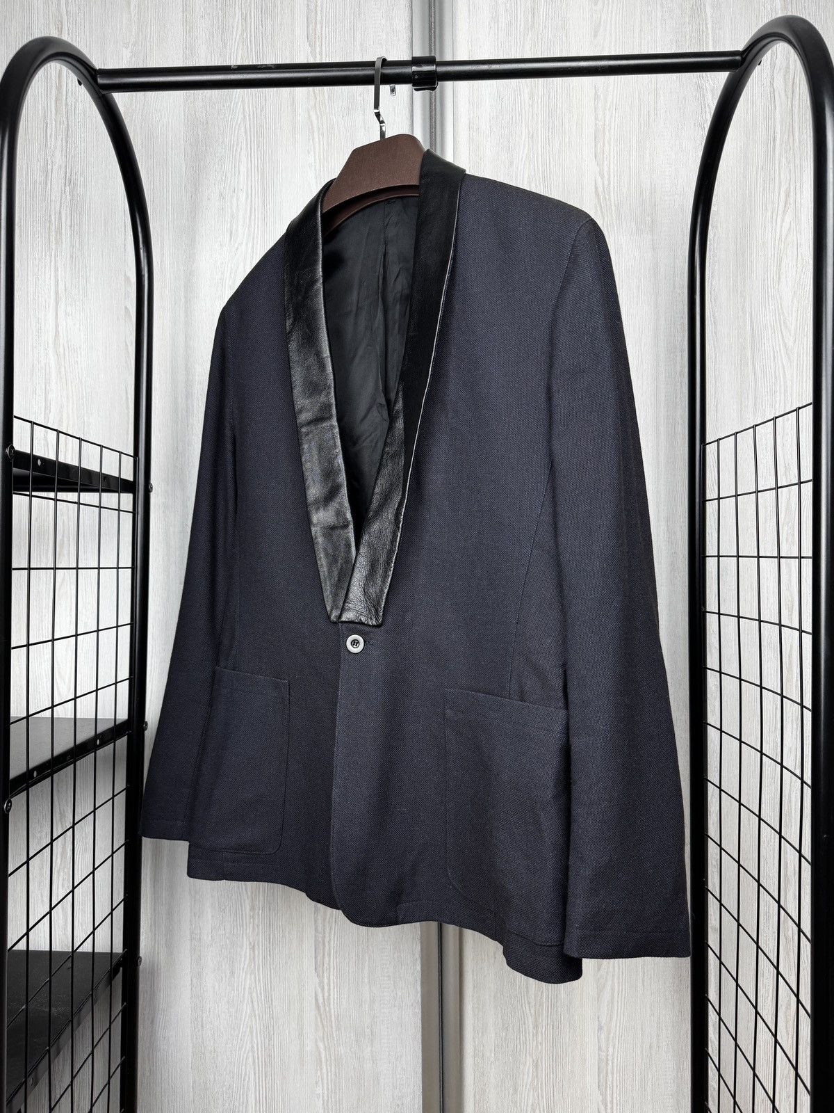 Filippa K Flippa K M. David Tuxedo Jacket Cotton Wool Leather blazer Size 40R - 5 Thumbnail
