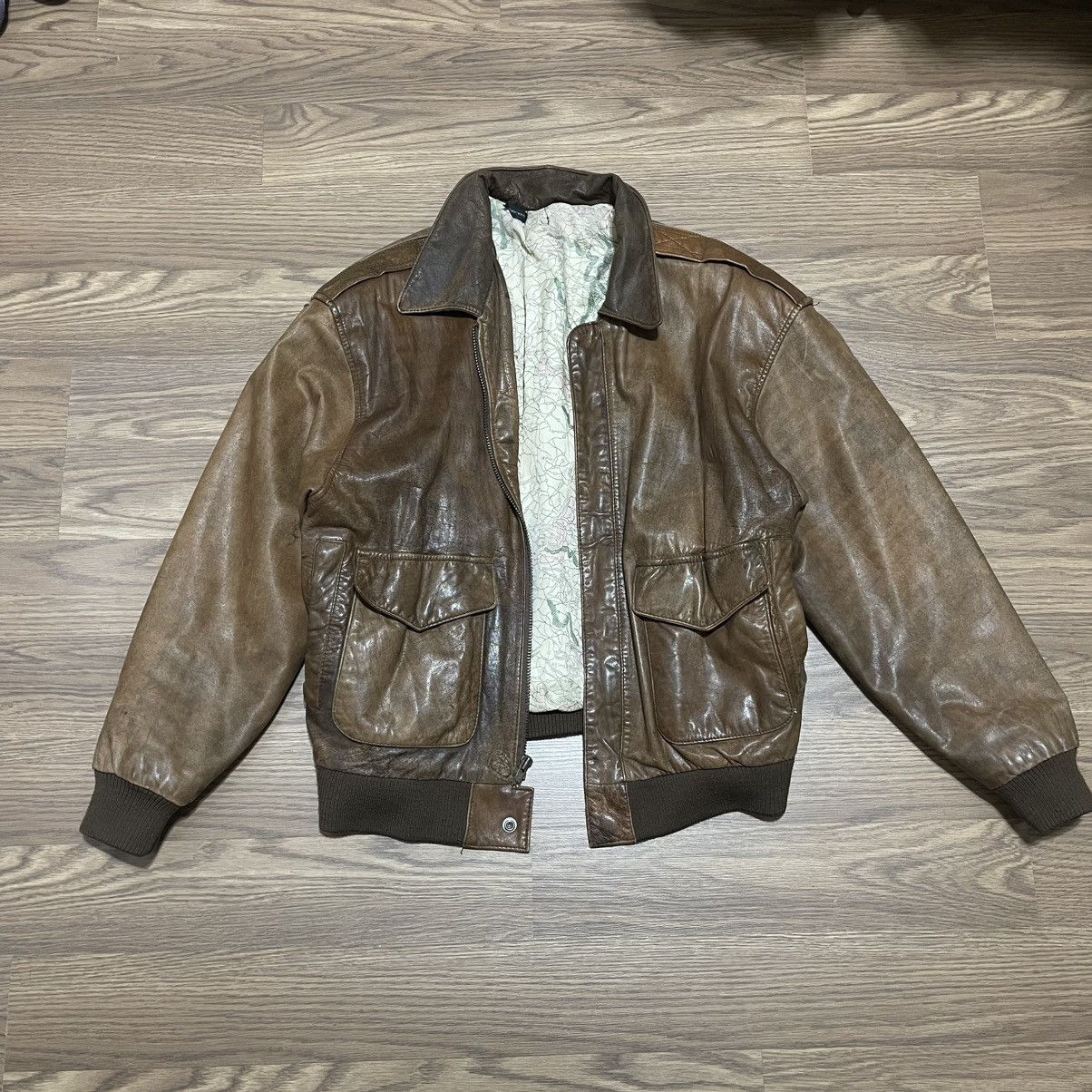 Vintage Vintage brown leather flight jacket medium Size US M / EU 48-50 / 2 - 1 Thumbnail