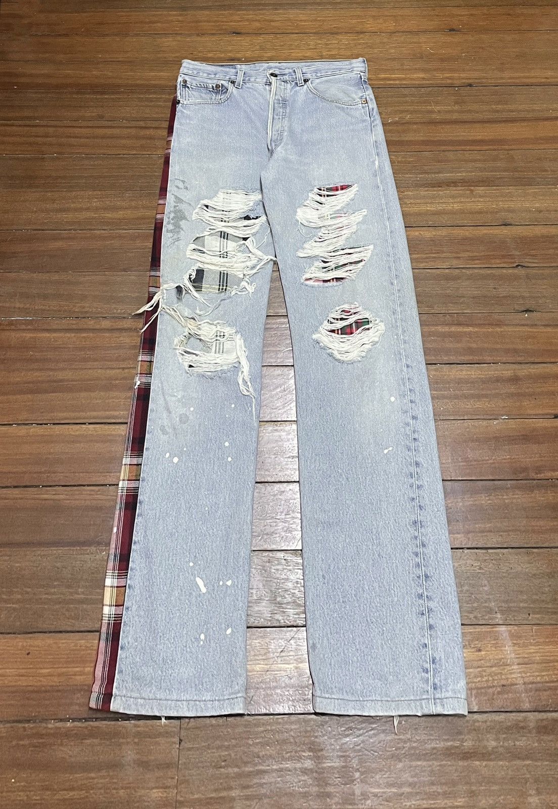 Japanese Brand × Vintage Rare Design Vintage Brand Levis Ripped Reworked Jeans 1990s Size US 31 - 1 Thumbnail