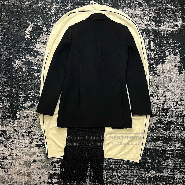 Fendi Fendi Black Wool Coat with Fringe Hem and Monogrammed FF L Size XXS / US 00 / IT 34 - 8 Thumbnail