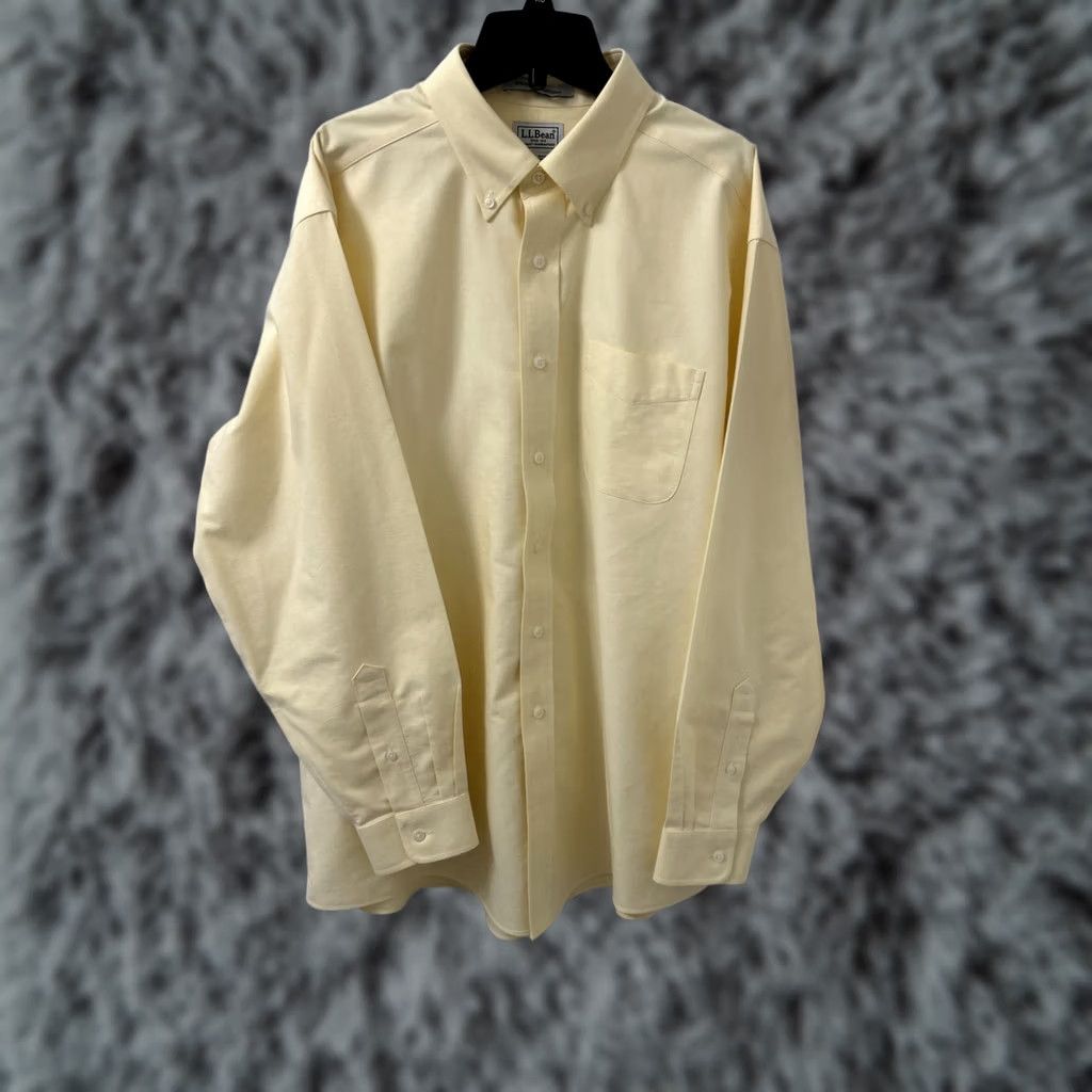 Vintage LL Bean Oxford Shirt Mens Sz 17-34 Yellow Wrinkle Resistant Button Up L/S Shirt Mens Regular 100% Cotton Knit Yellow Button-Up 209410 Size US XL / EU 56 / 4 - 1 Thumbnail