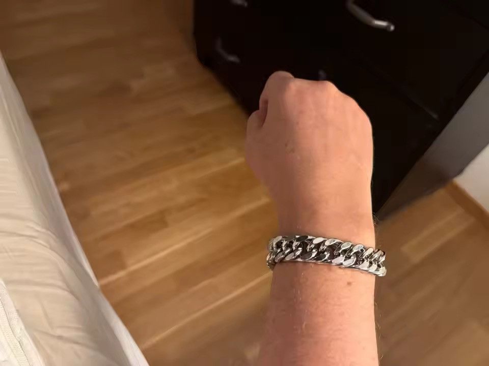 Japanese Brand 15MM Width Stainless Steel Cuban Chain Bracelets 21 cm Size ONE SIZE - 8 Thumbnail