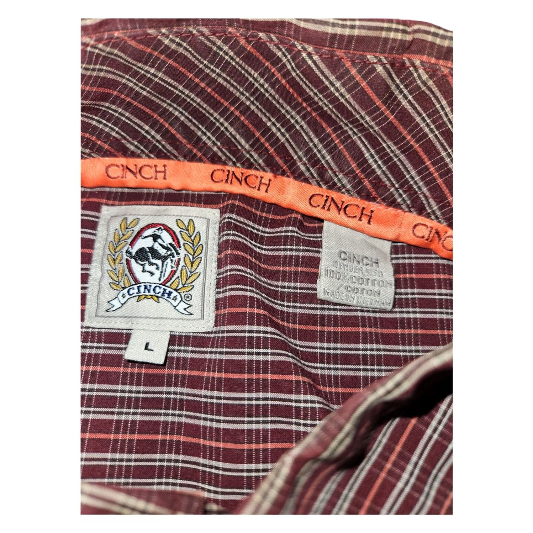Vintage Cinch Shirt Mens L Red Button Down Men Long Sleeve Check Western Cowboy Casual Size US L / EU 52-54 / 3 - 2 Thumbnail