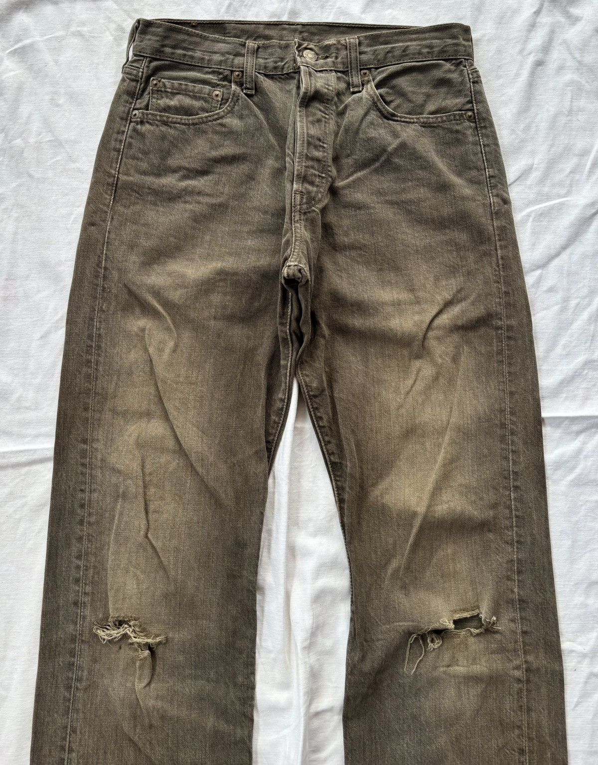 If Six Was Nine THRASHED Rusty Brown Levis 501 Distress Denim Rick Owens Size US 30 / EU 46 - 3 Thumbnail