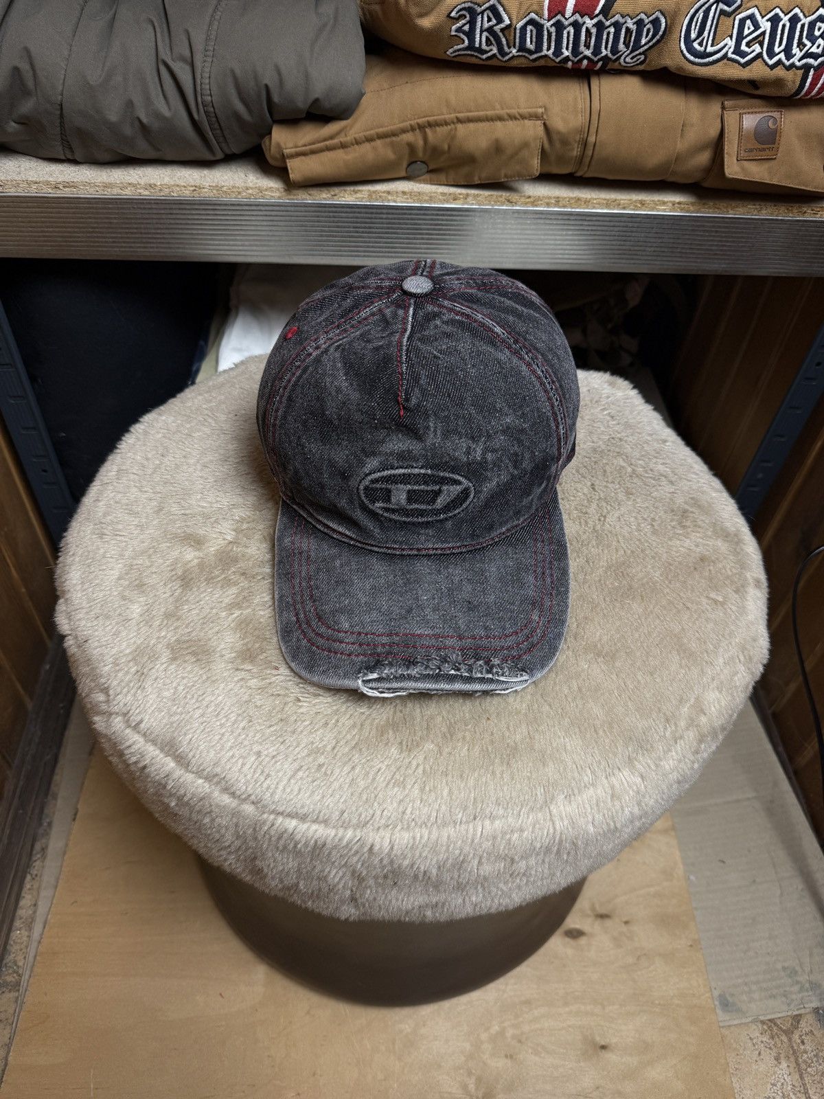 Diesel Crazy Diesel D Logo Distressed Washed Denim Cap Y2K Size ONE SIZE - 3 Thumbnail