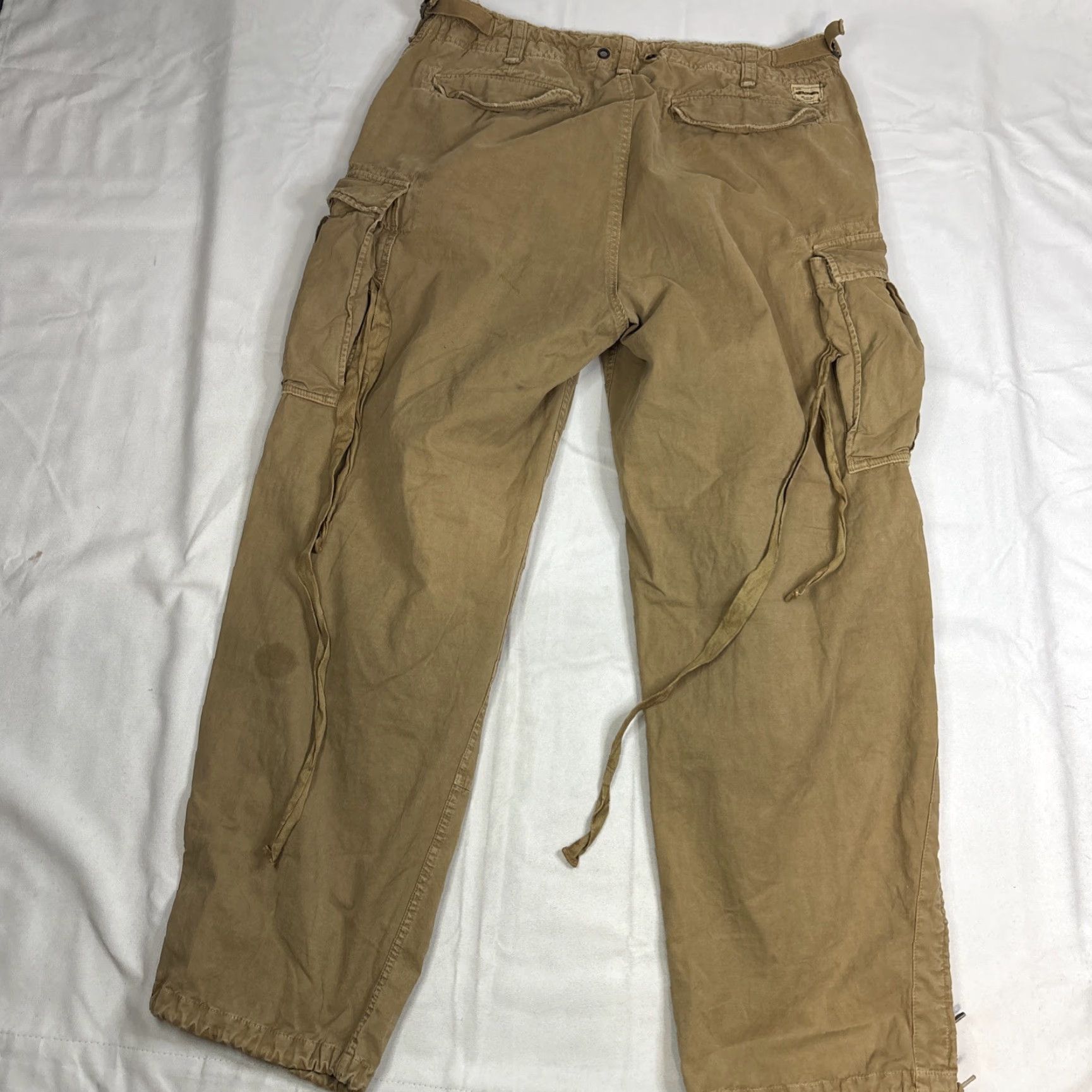 Abercrombie & Fitch VINTAGE Abercrombie & Fitch Cargo Pants Mens XL Baggy Beige VTG Y2K Paratrooper Military Cargo Straight Loose Size US 36 / EU 52 - 7 Thumbnail