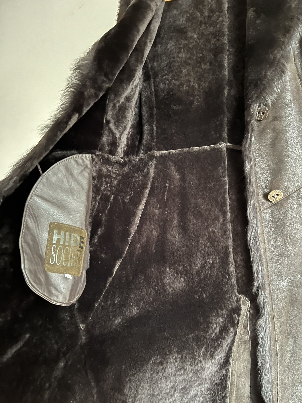 Genuine Leather × Other Dark Brown Womens Lightweight Spanish Shearling Coat S Size S / US 4 / IT 40 - 5 Thumbnail